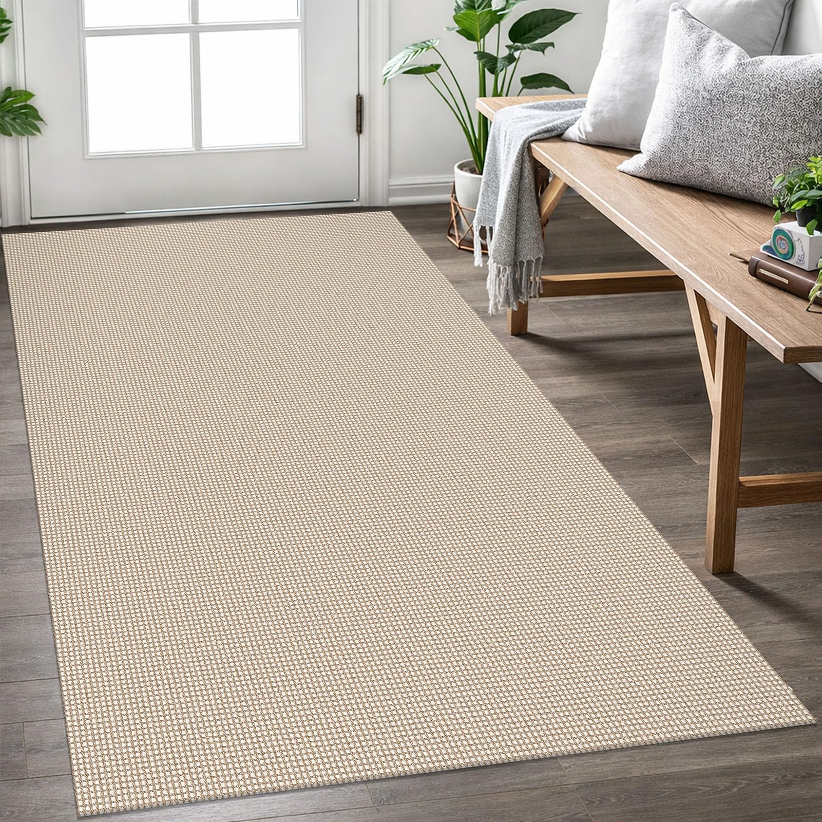 EARTHALL Woven Area Rug 4x6 Ft Washable Rugs for Entryway Non Slip Braided Throw Rugs Bedroom Carpet Cotton Entry Rug Cotton Floor Carpets for Bedroom Dining Room Living Room, Orange/Tan/Brown