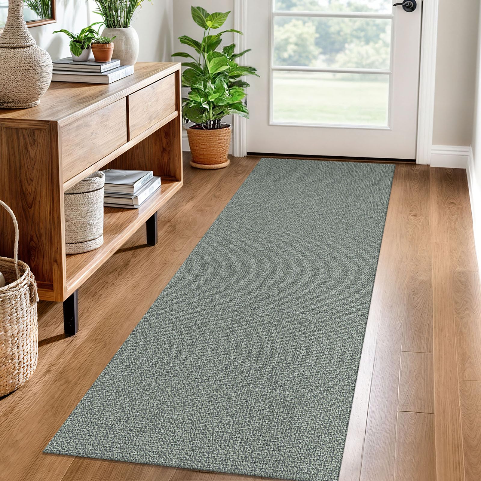 EARTHALL Washable Area Rug 4x6 Ft Non Slip Rugs for Entryway Braided Rubber Backed Bedroom Carpet Cotton Entry Rug Woven Floor Carpets for Bedroom Dining Room Living Room, Send/Beige