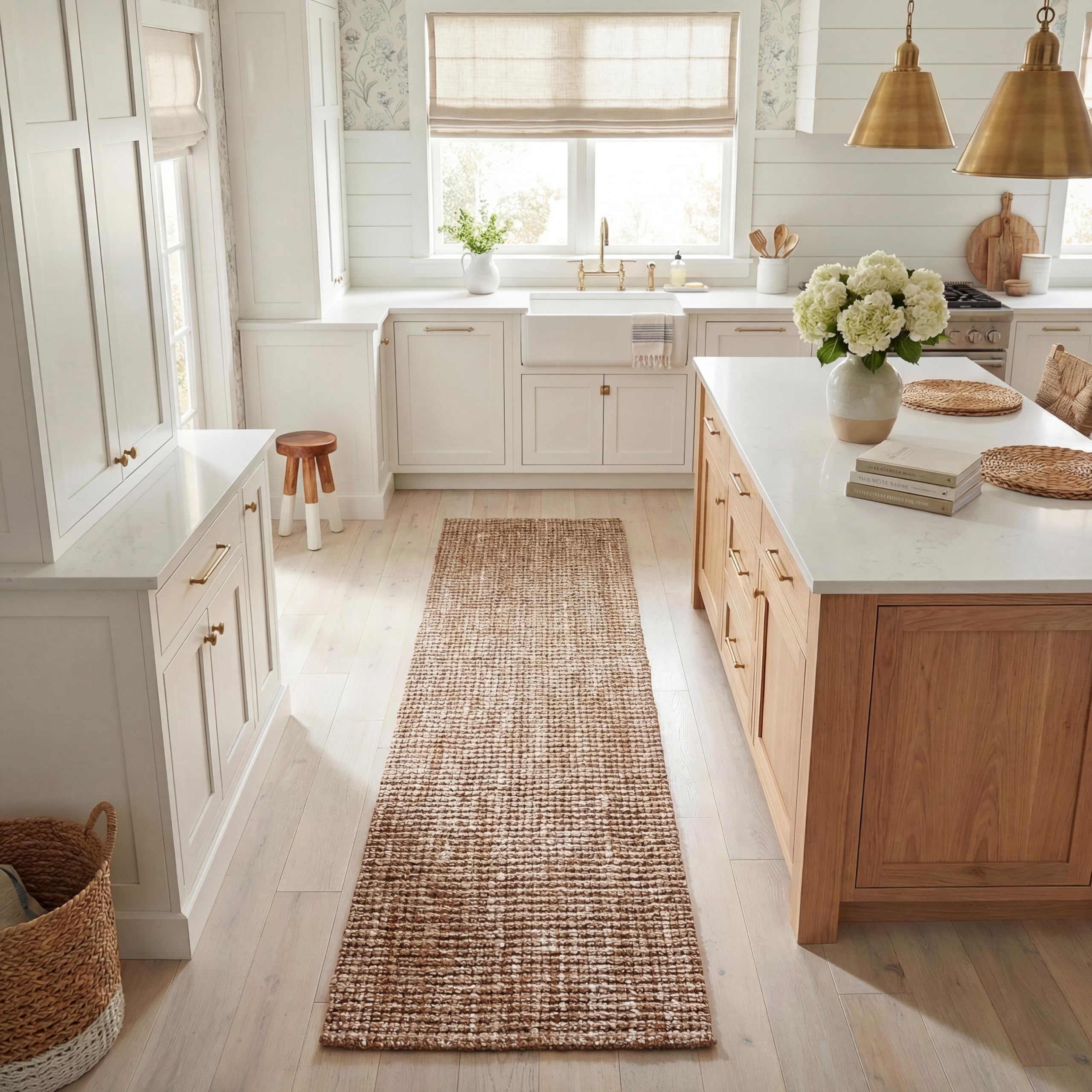 SAFAVIEH Natural Fiber Collection Area Rug - 5' x 7'6", Natural Brown, Handmade Jute, Farmhouse Style, Chunky Textured Thick Pile (NF447A)
