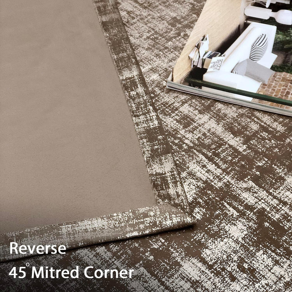 Mocha Velvet 108" Long Curtains with Gold Foil Print Set of 2 Luxury Window Treatments