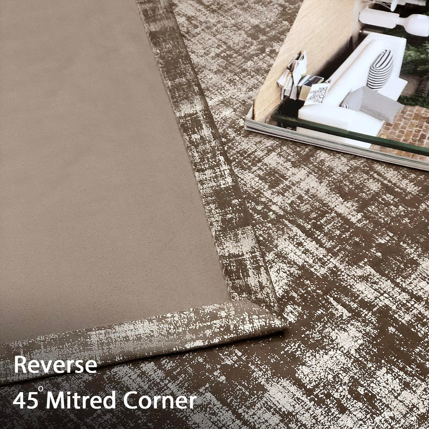 Mocha Velvet 108" Long Curtains with Gold Foil Print Set of 2 Luxury Window Treatments