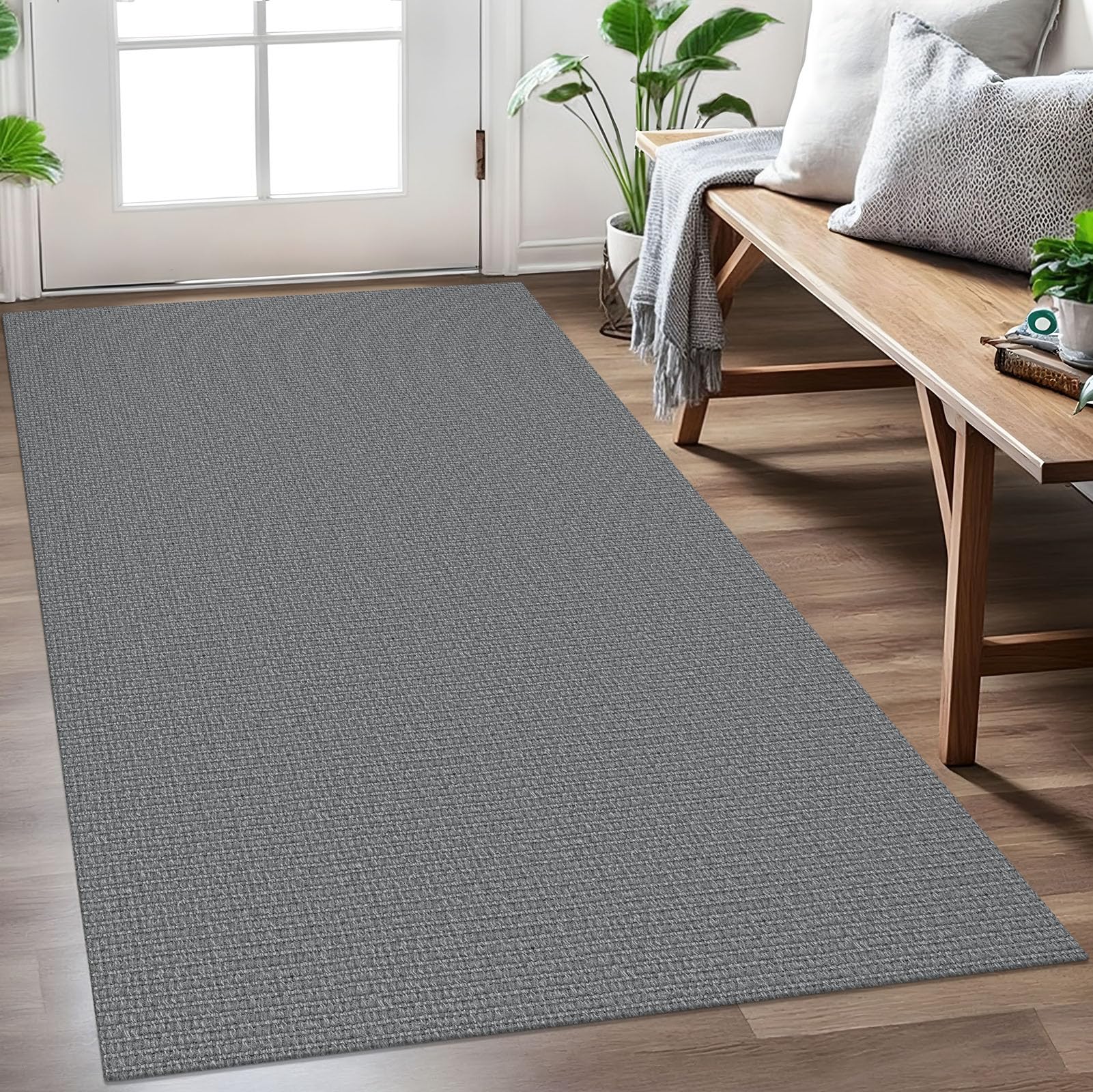 EARTHALL Washable Area Rug 4x6 Ft Non Slip Rugs for Entryway Braided Rubber Backed Bedroom Carpet Cotton Entry Rug Woven Floor Carpets for Bedroom Dining Room Living Room, Send/Beige