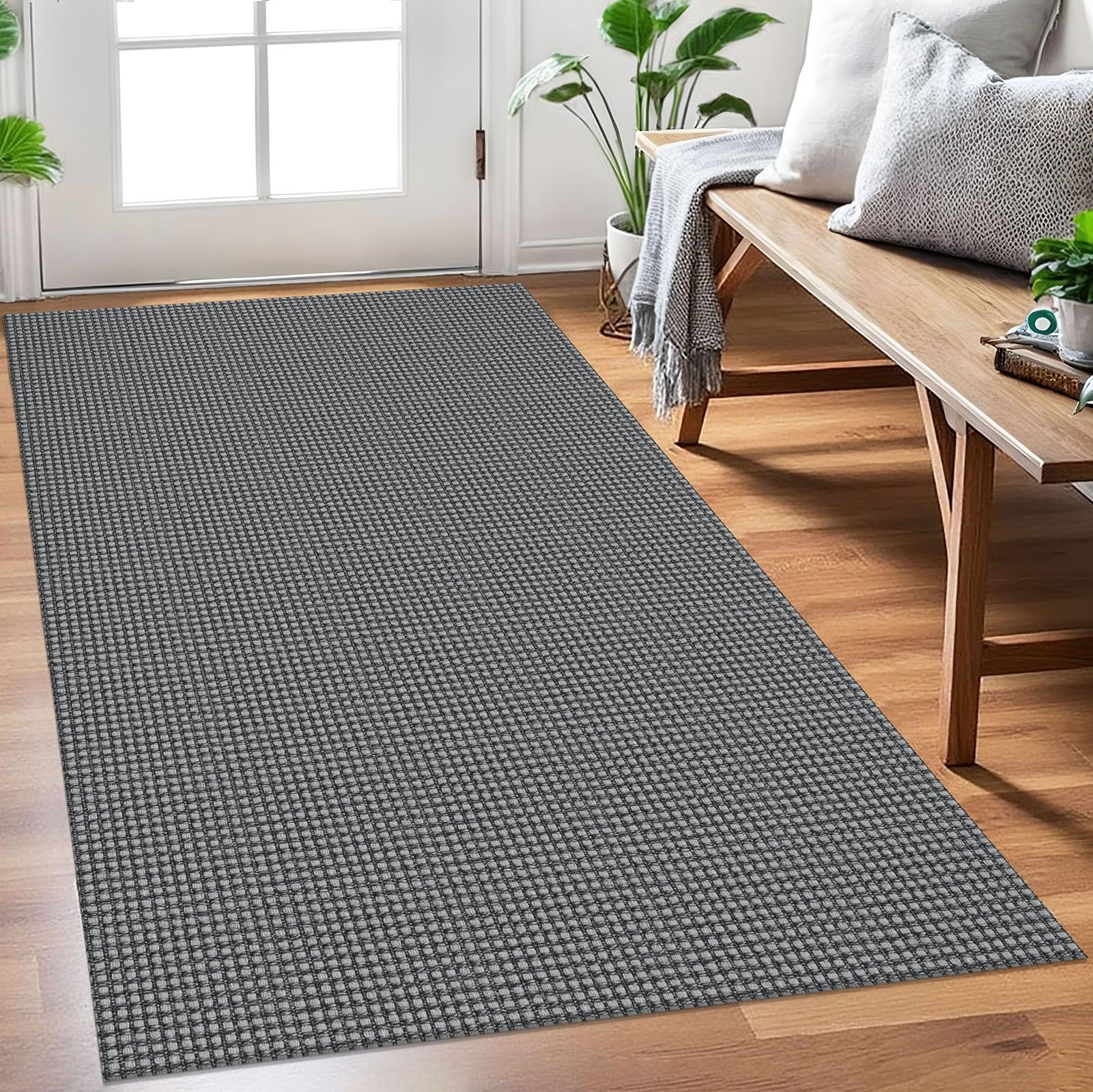 EARTHALL Woven Area Rug 4x6 Ft Washable Rugs for Entryway Non Slip Braided Throw Rugs Bedroom Carpet Cotton Entry Rug Cotton Floor Carpets for Bedroom Dining Room Living Room, Orange/Tan/Brown