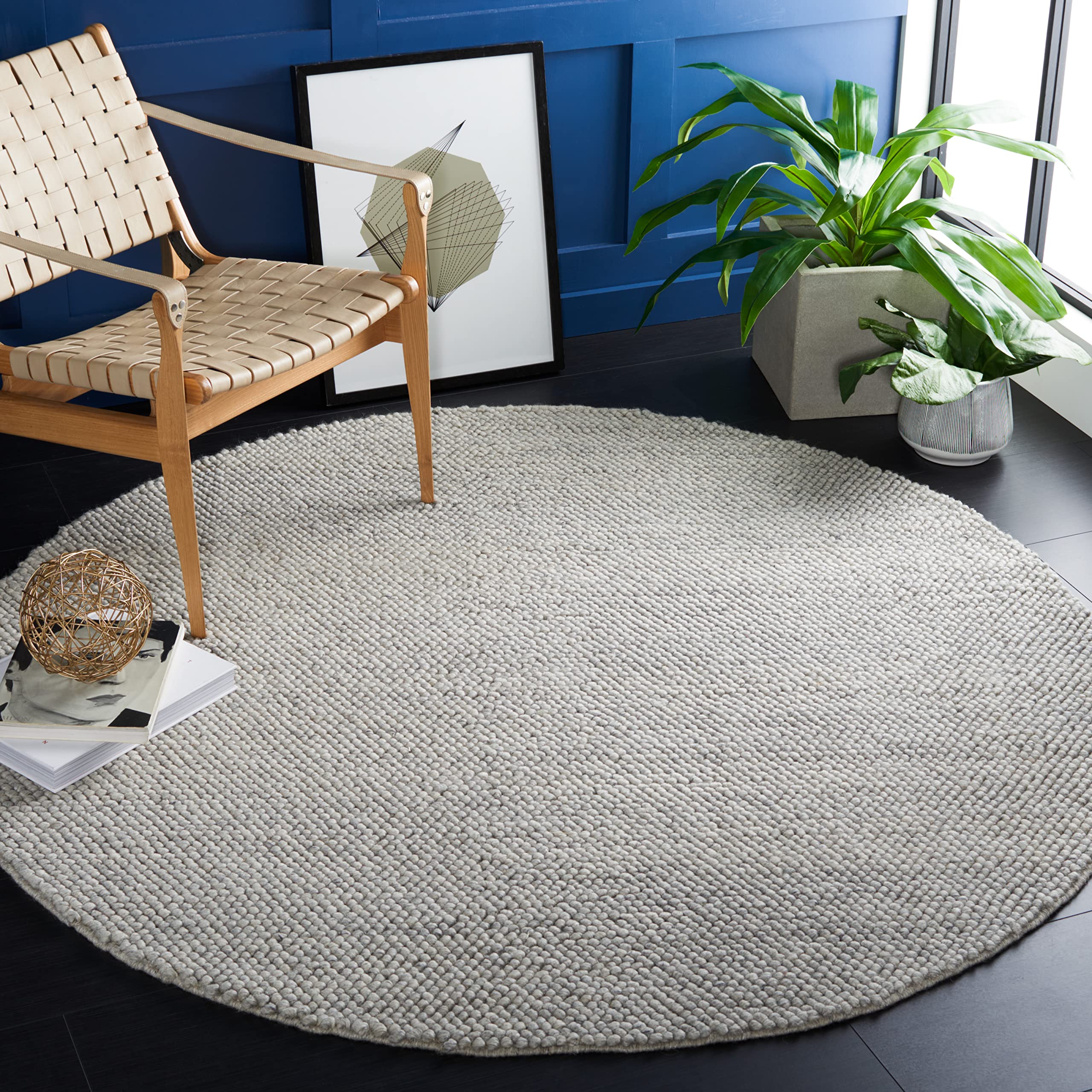 SAFAVIEH Area Rug 5x8 - Natura Collection - Beige & Ivory, Handmade Wool Blend, Textured Design, Ideal for Living Room, Bedroom, Dining Space (NAT425B)