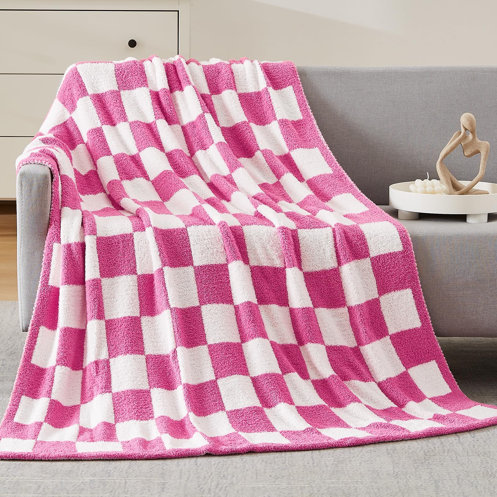 WRENSONGE Throw Blanket Cationic Dyeing Taupe Soft Cozy Fluffy Warm Hand Made Throw Blankets for Couch, Sofa, Chair, Bed, Camping, Picnic, Travel Lightweight Bed Blanket - 50"*60"