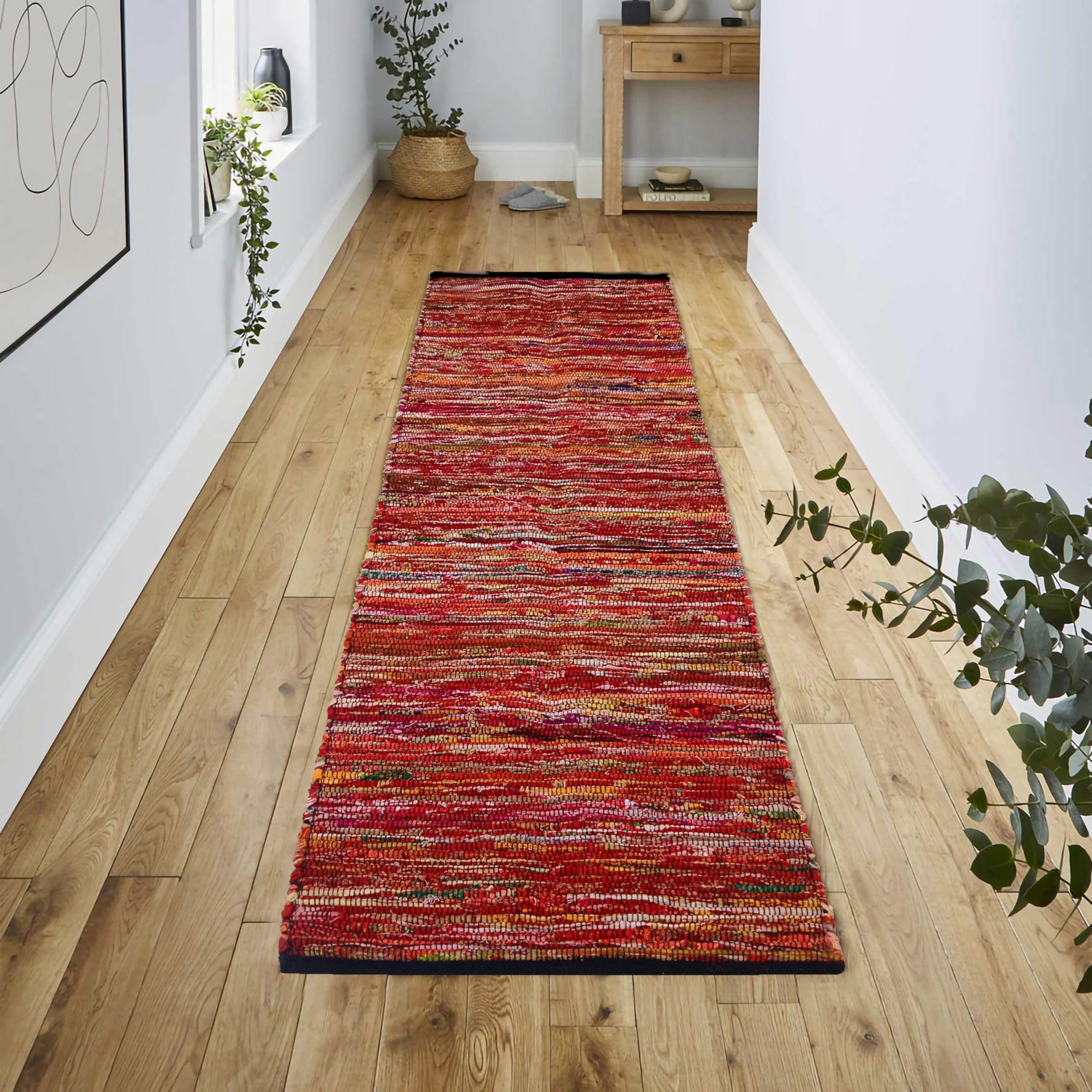 8x10 Multi Handwoven Reversible Cotton Chindi Rag Rug Boho Farmhouse Floor Carpet