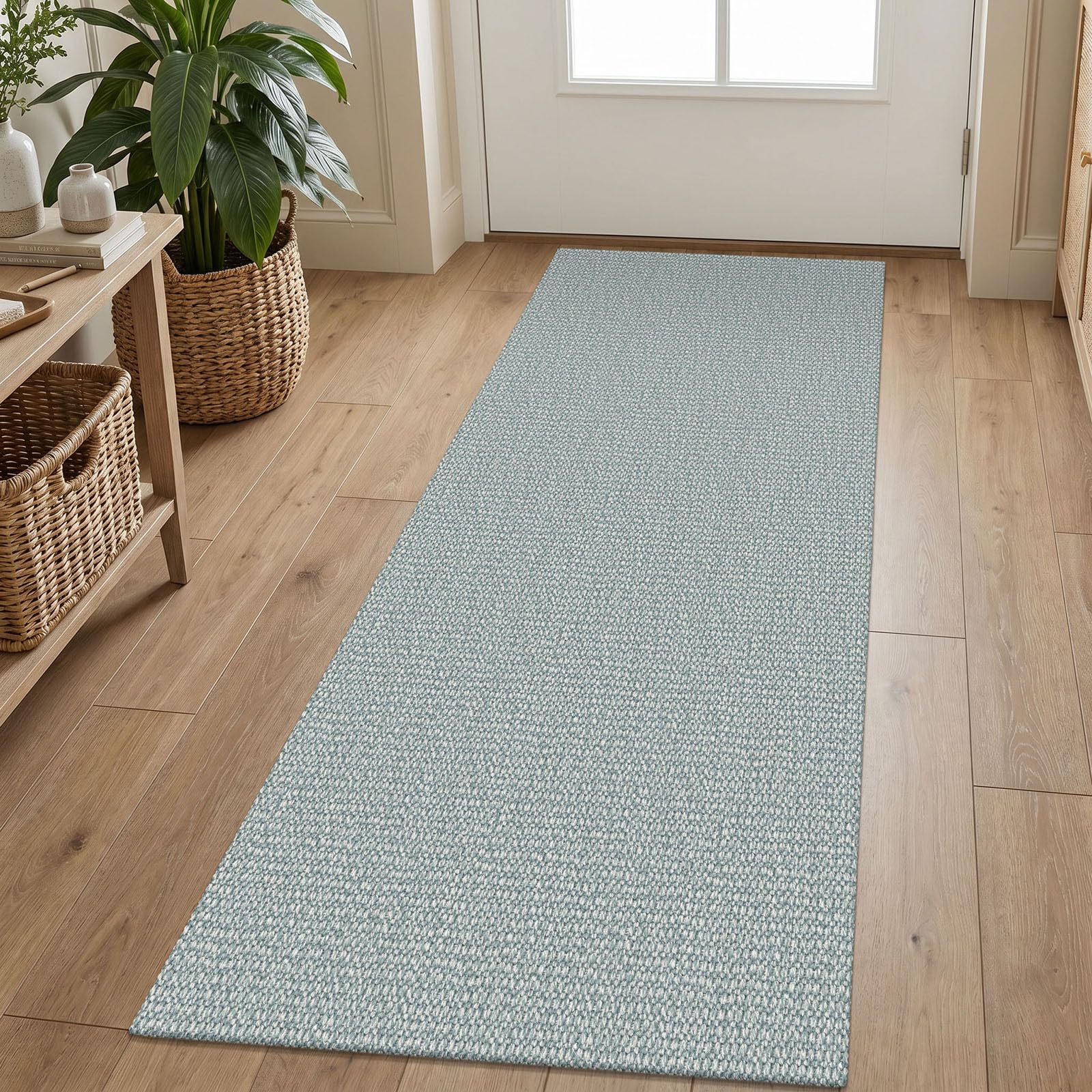 EARTHALL Washable Area Rug 4x6 Ft Non Slip Rugs for Entryway Braided Rubber Backed Bedroom Carpet Cotton Entry Rug Woven Floor Carpets for Bedroom Dining Room Living Room, Send/Beige