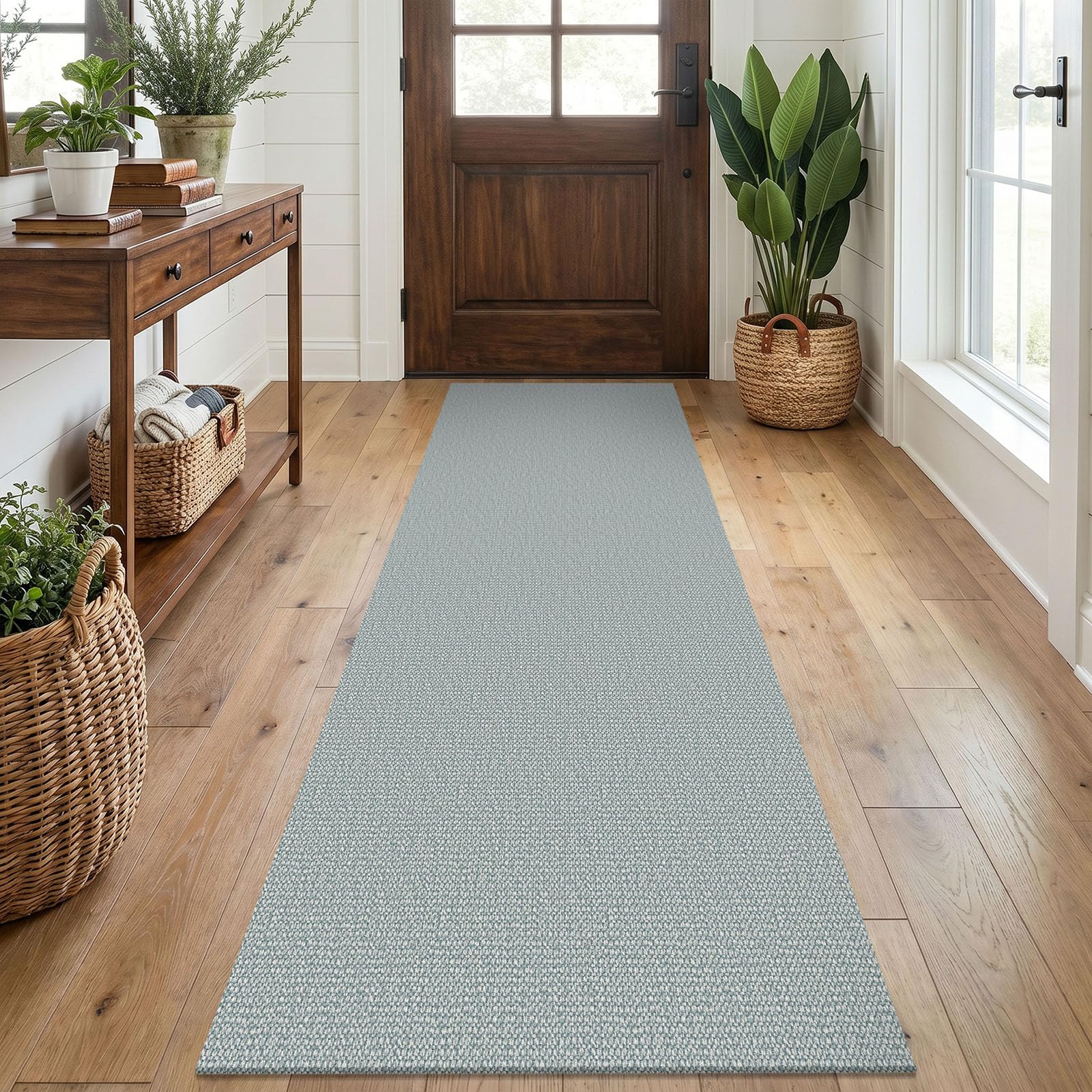 EARTHALL Washable Area Rug 4x6 Ft Non Slip Rugs for Entryway Braided Rubber Backed Bedroom Carpet Cotton Entry Rug Woven Floor Carpets for Bedroom Dining Room Living Room, Send/Beige
