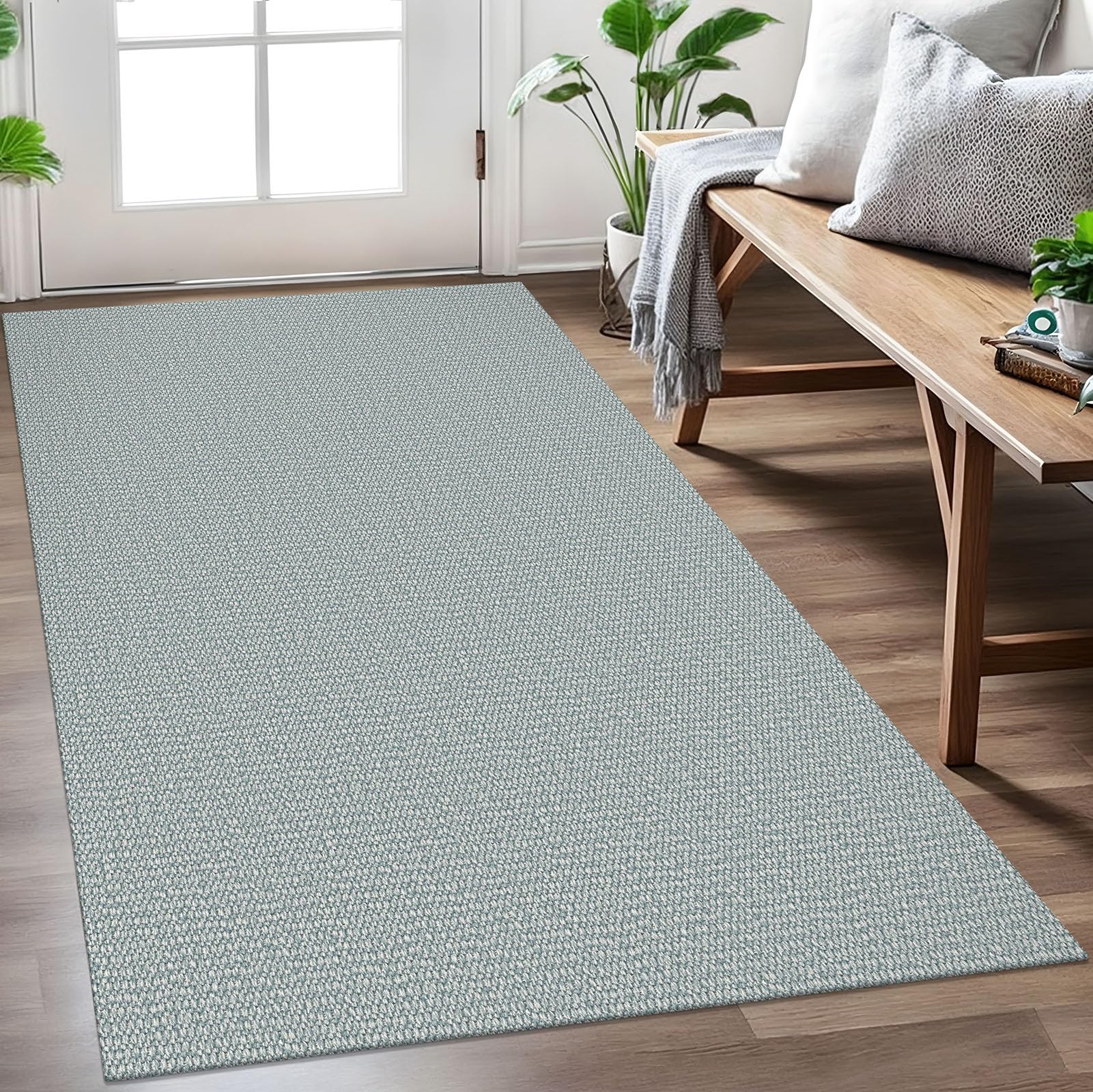 EARTHALL Washable Area Rug 4x6 Ft Non Slip Rugs for Entryway Braided Rubber Backed Bedroom Carpet Cotton Entry Rug Woven Floor Carpets for Bedroom Dining Room Living Room, Send/Beige