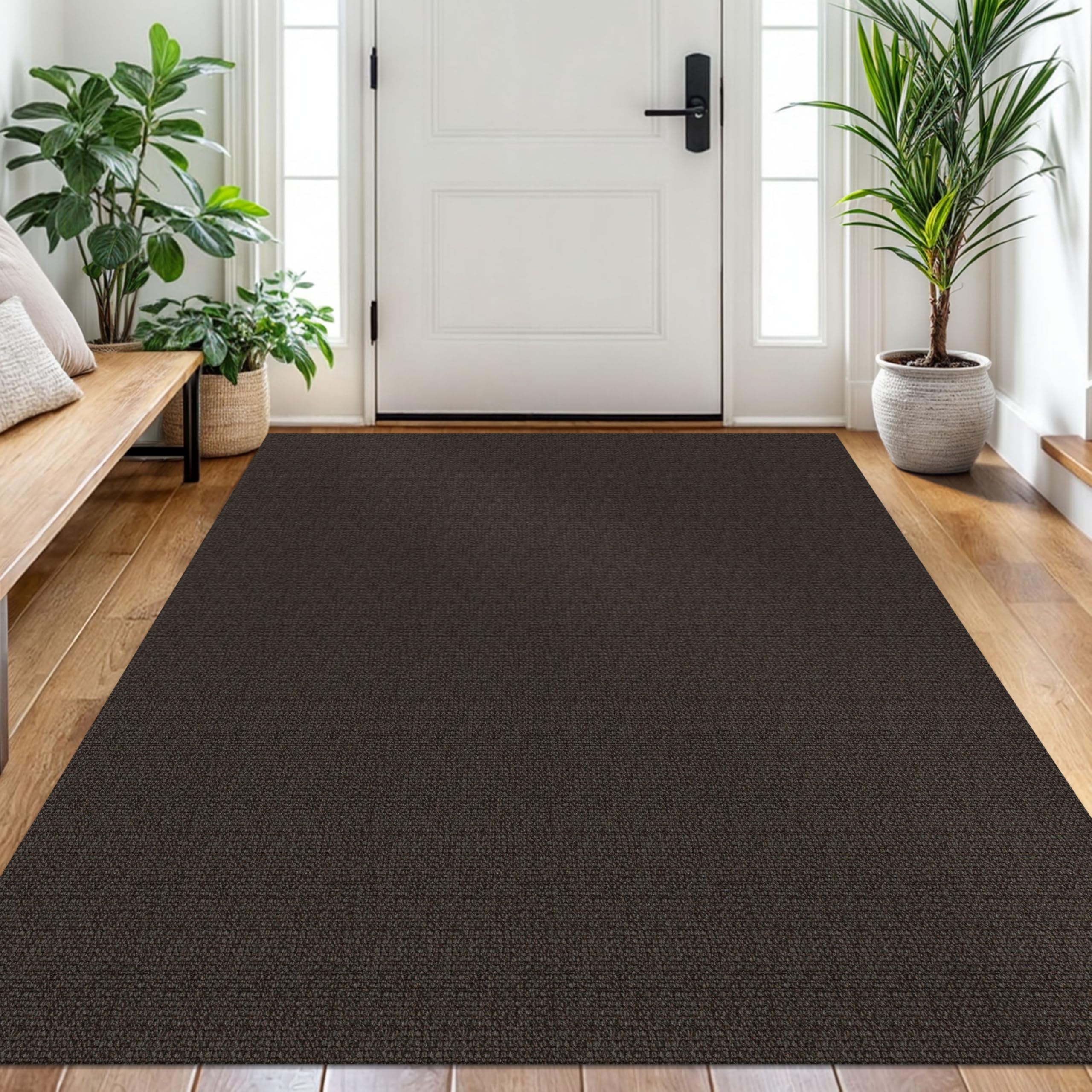 EARTHALL Washable Area Rug 4x6 Ft Non Slip Rugs for Entryway Braided Rubber Backed Bedroom Carpet Cotton Entry Rug Woven Floor Carpets for Bedroom Dining Room Living Room, Send/Beige