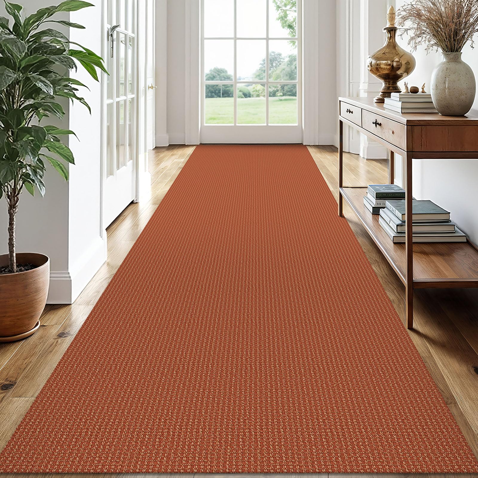 EARTHALL Woven Area Rug 4x6 Ft Washable Rugs for Entryway Non Slip Braided Throw Rugs Bedroom Carpet Cotton Entry Rug Cotton Floor Carpets for Bedroom Dining Room Living Room, Orange/Tan/Brown