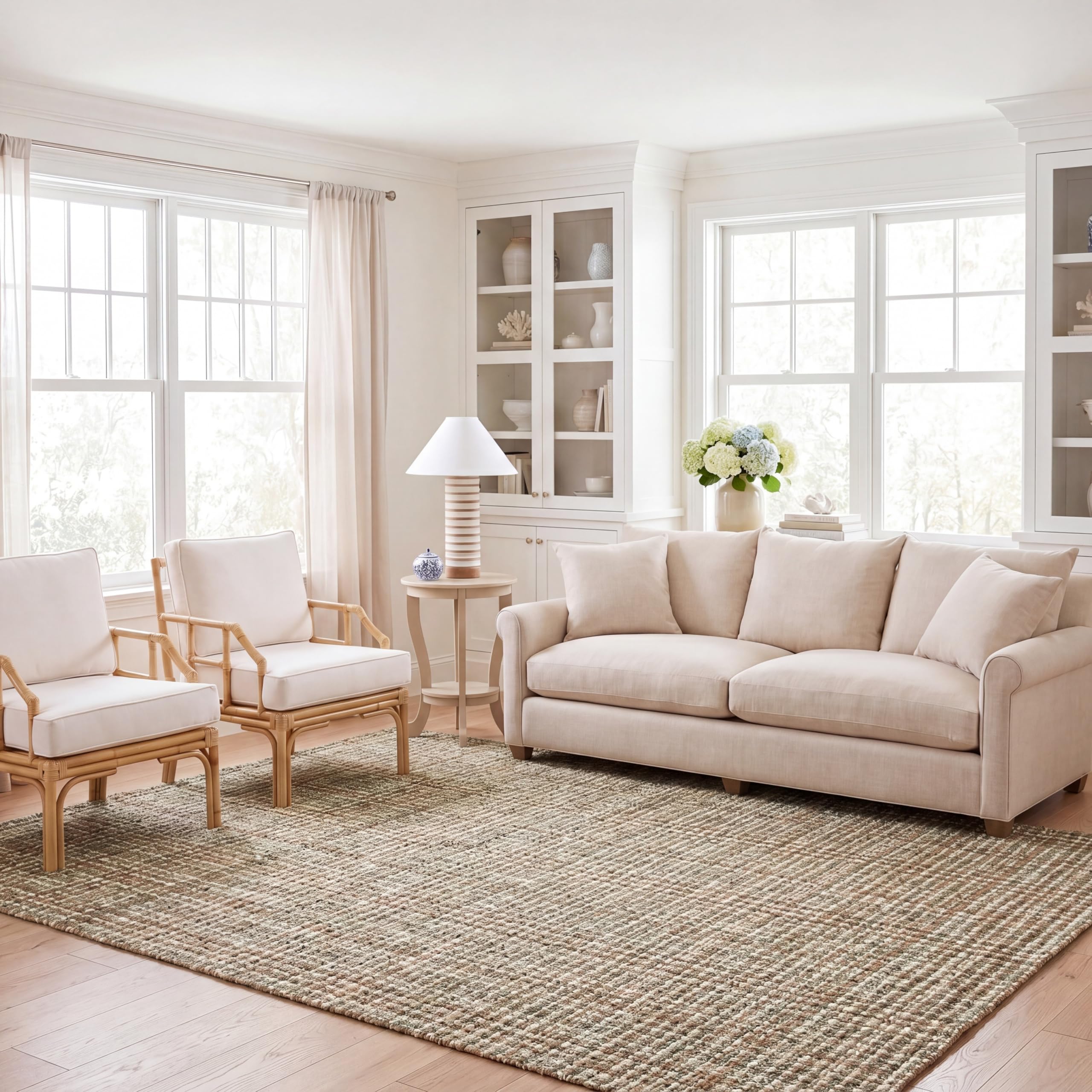 SAFAVIEH Natural Fiber Collection Area Rug - 5' x 7'6", Natural Brown, Handmade Jute, Farmhouse Style, Chunky Textured Thick Pile (NF447A)