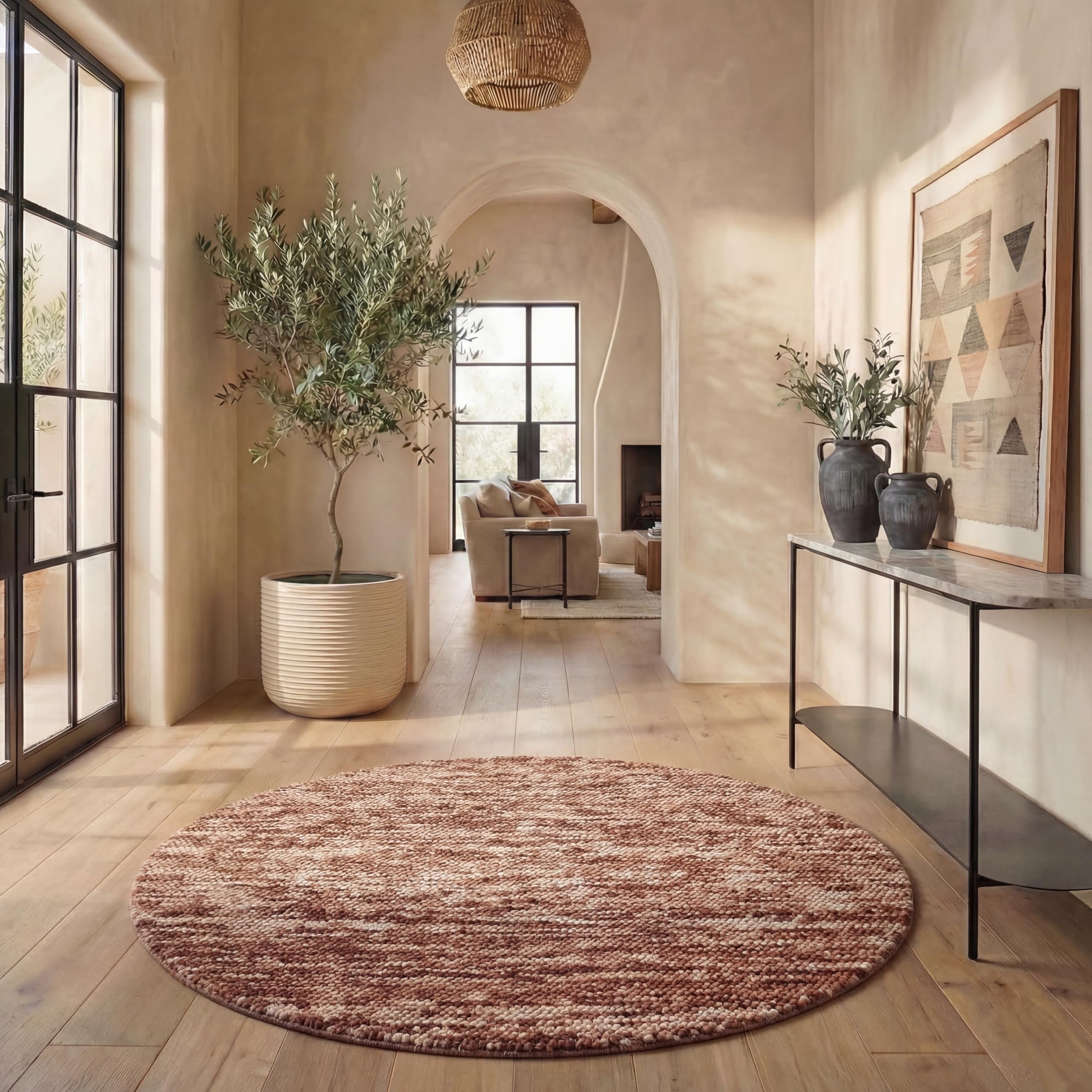 SAFAVIEH Area Rug 5x8 - Natura Collection - Beige & Ivory, Handmade Wool Blend, Textured Design, Ideal for Living Room, Bedroom, Dining Space (NAT425B)