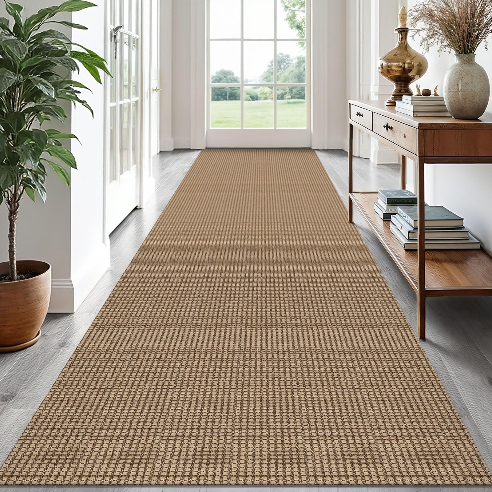 EARTHALL Woven Area Rug 4x6 Ft Washable Rugs for Entryway Non Slip Braided Throw Rugs Bedroom Carpet Cotton Entry Rug Cotton Floor Carpets for Bedroom Dining Room Living Room, Orange/Tan/Brown