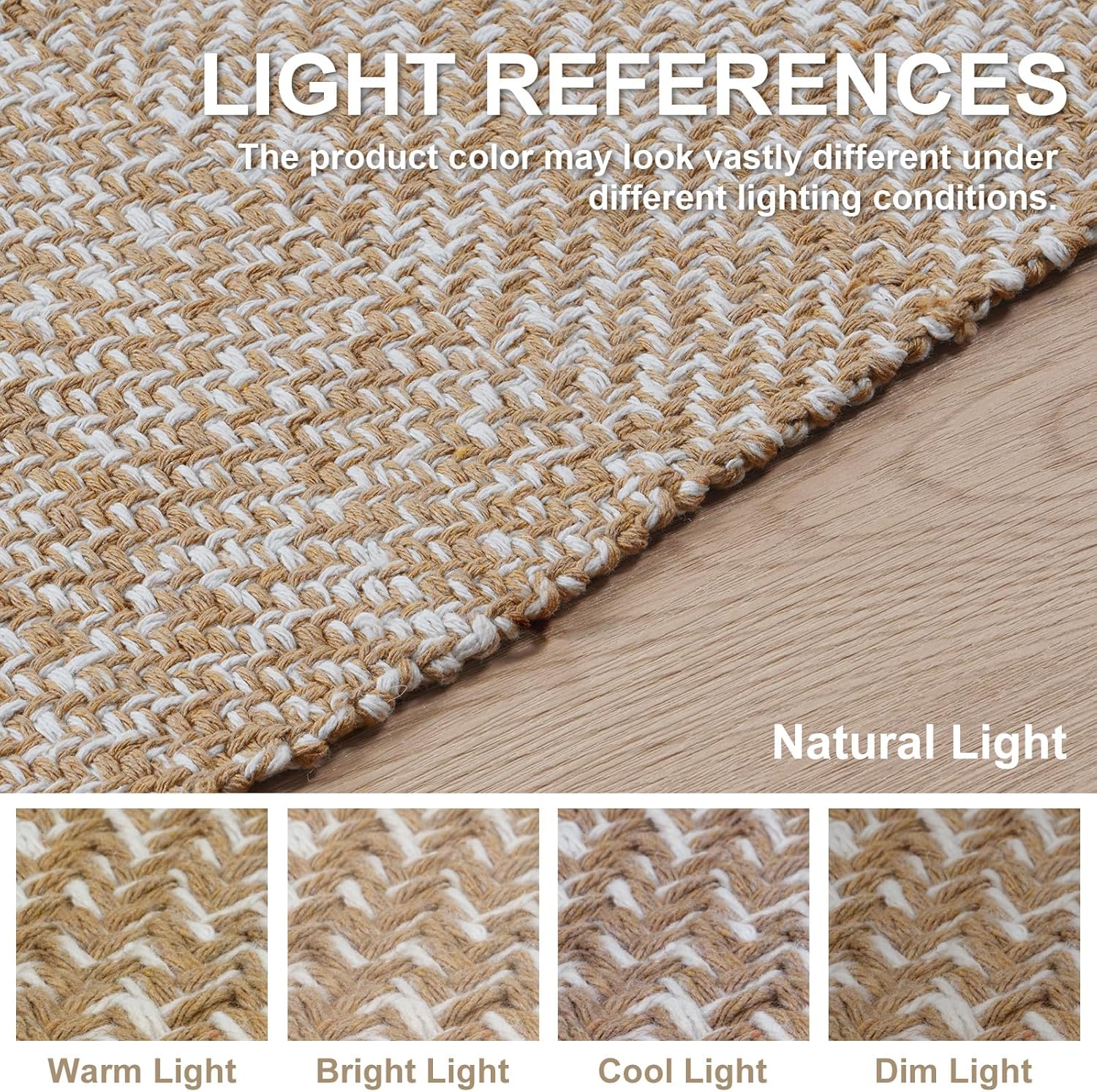 Collive Comfy Area Rug 4' x 6', Tan/Cream Woven Cotton Bedroom Rugs, Modern Indoor Accent Rug Floor Carpet with Tassel for Living Room, Nursery Room, Dining Room, Bedside, Office, Patio Decor