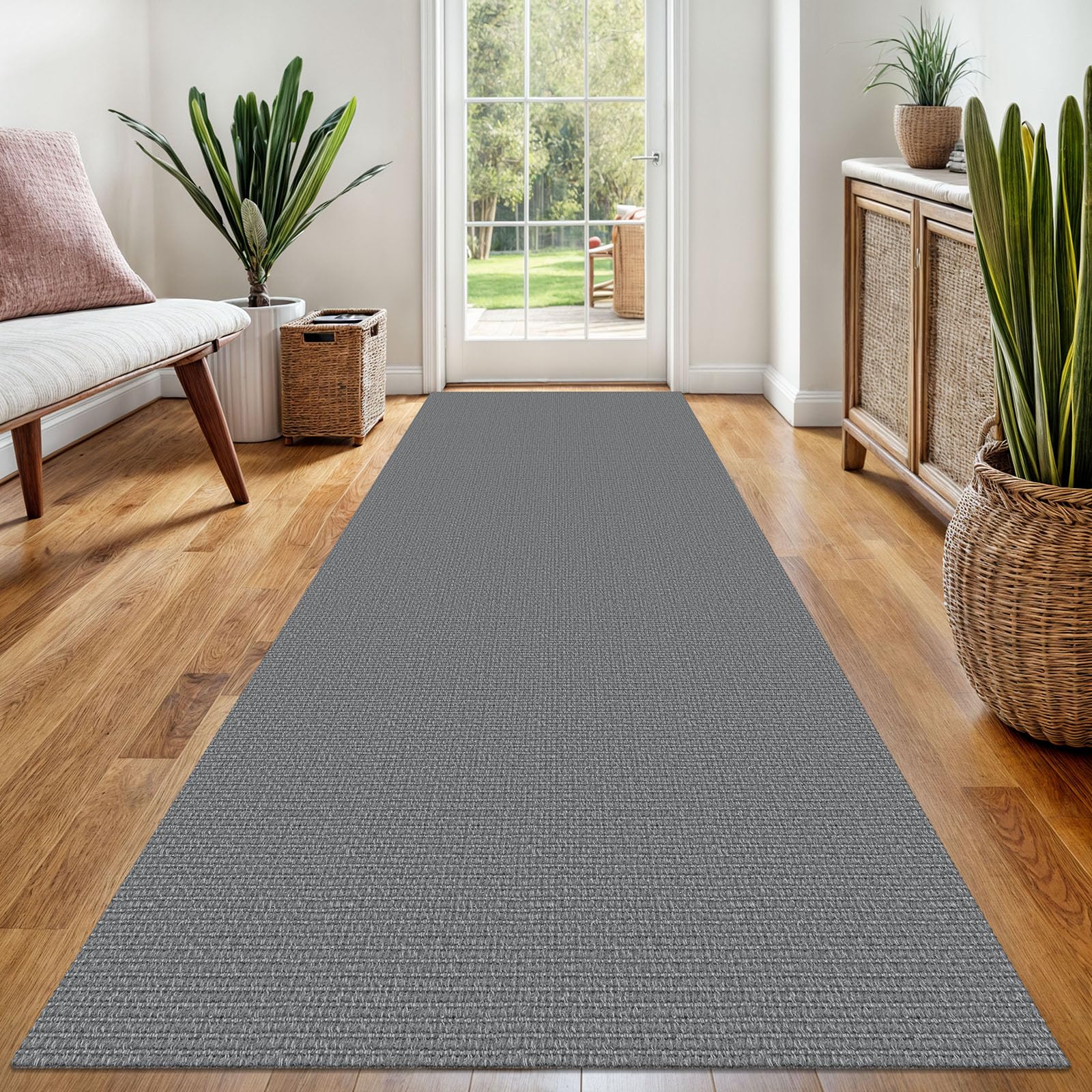 EARTHALL Washable Area Rug 4x6 Ft Non Slip Rugs for Entryway Braided Rubber Backed Bedroom Carpet Cotton Entry Rug Woven Floor Carpets for Bedroom Dining Room Living Room, Send/Beige
