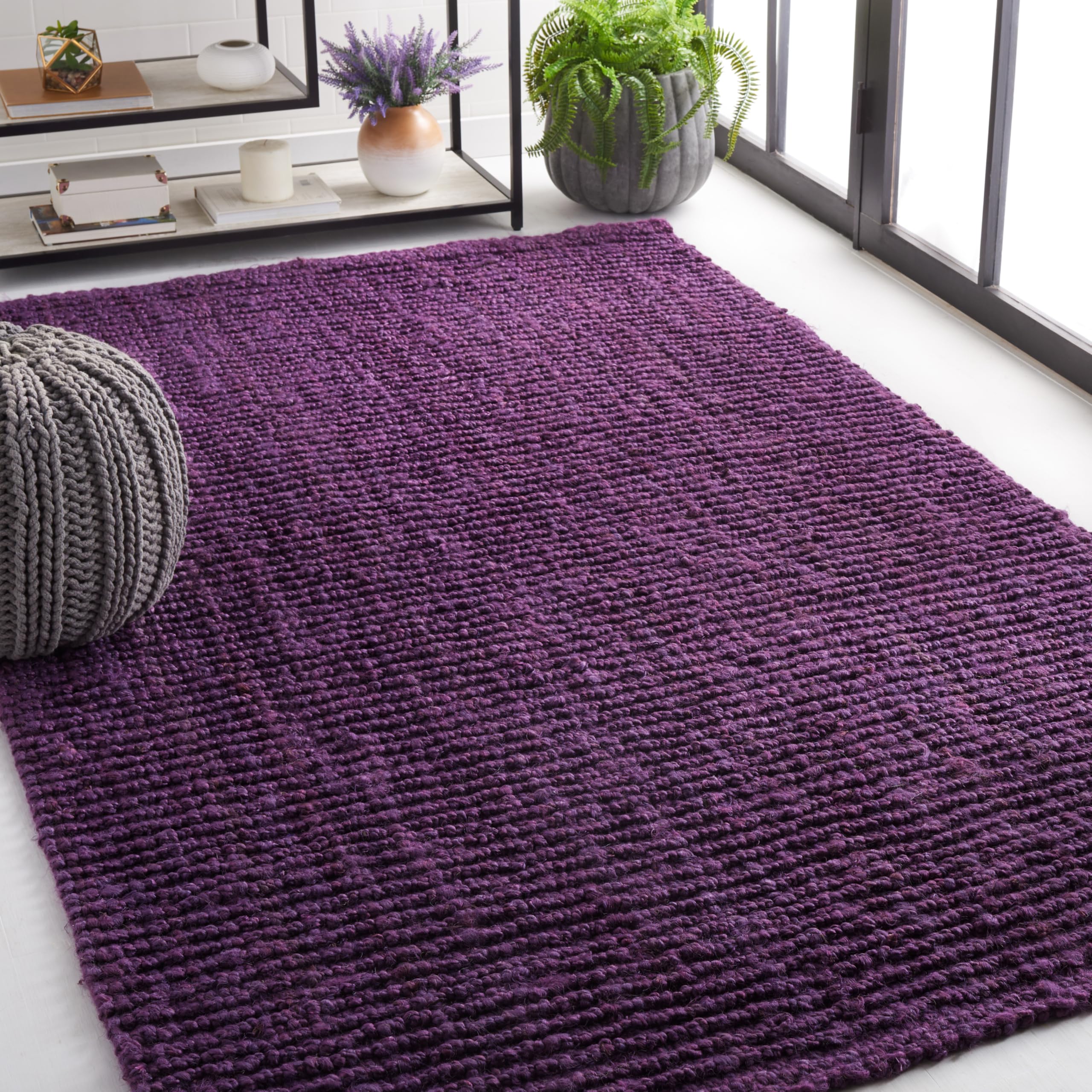 SAFAVIEH Area Rug 8x10 - Natural Fiber Collection - Large - Natural Brown, Handmade Jute, Farmhouse Style, Chunky Textured Thick Pile (NF447A)