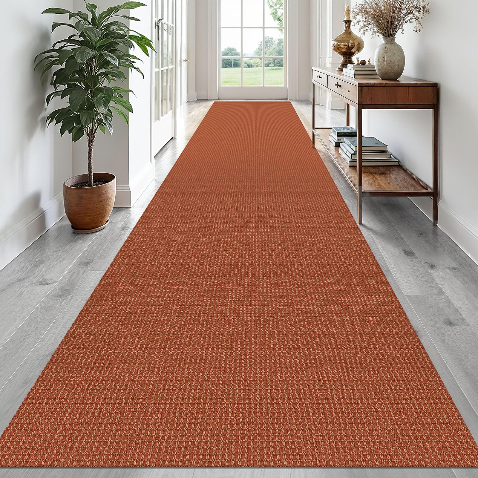 EARTHALL Woven Area Rug 4x6 Ft Washable Rugs for Entryway Non Slip Braided Throw Rugs Bedroom Carpet Cotton Entry Rug Cotton Floor Carpets for Bedroom Dining Room Living Room, Orange/Tan/Brown