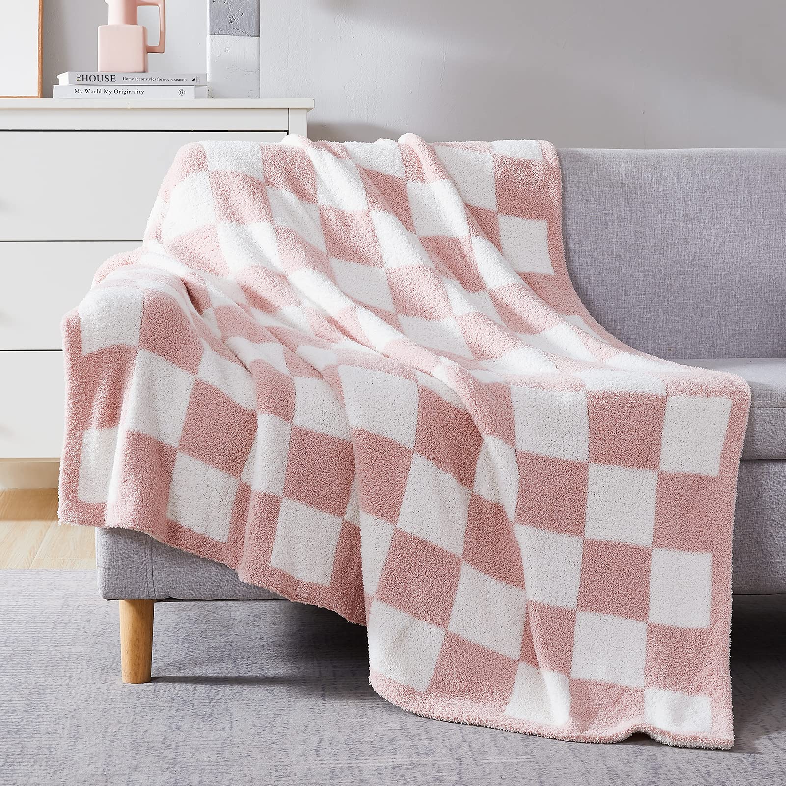 WRENSONGE Throw Blanket Cationic Dyeing Taupe Soft Cozy Fluffy Warm Hand Made Throw Blankets for Couch, Sofa, Chair, Bed, Camping, Picnic, Travel Lightweight Bed Blanket - 50"*60"