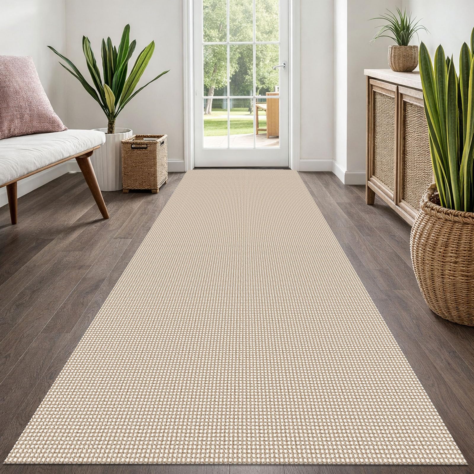 EARTHALL Woven Area Rug 4x6 Ft Washable Rugs for Entryway Non Slip Braided Throw Rugs Bedroom Carpet Cotton Entry Rug Cotton Floor Carpets for Bedroom Dining Room Living Room, Orange/Tan/Brown