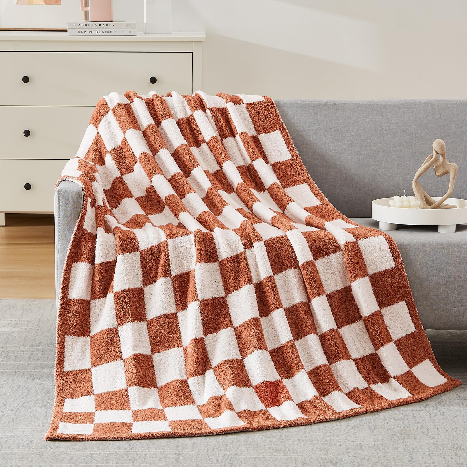 WRENSONGE Throw Blanket Cationic Dyeing Taupe Soft Cozy Fluffy Warm Hand Made Throw Blankets for Couch, Sofa, Chair, Bed, Camping, Picnic, Travel Lightweight Bed Blanket - 50"*60"
