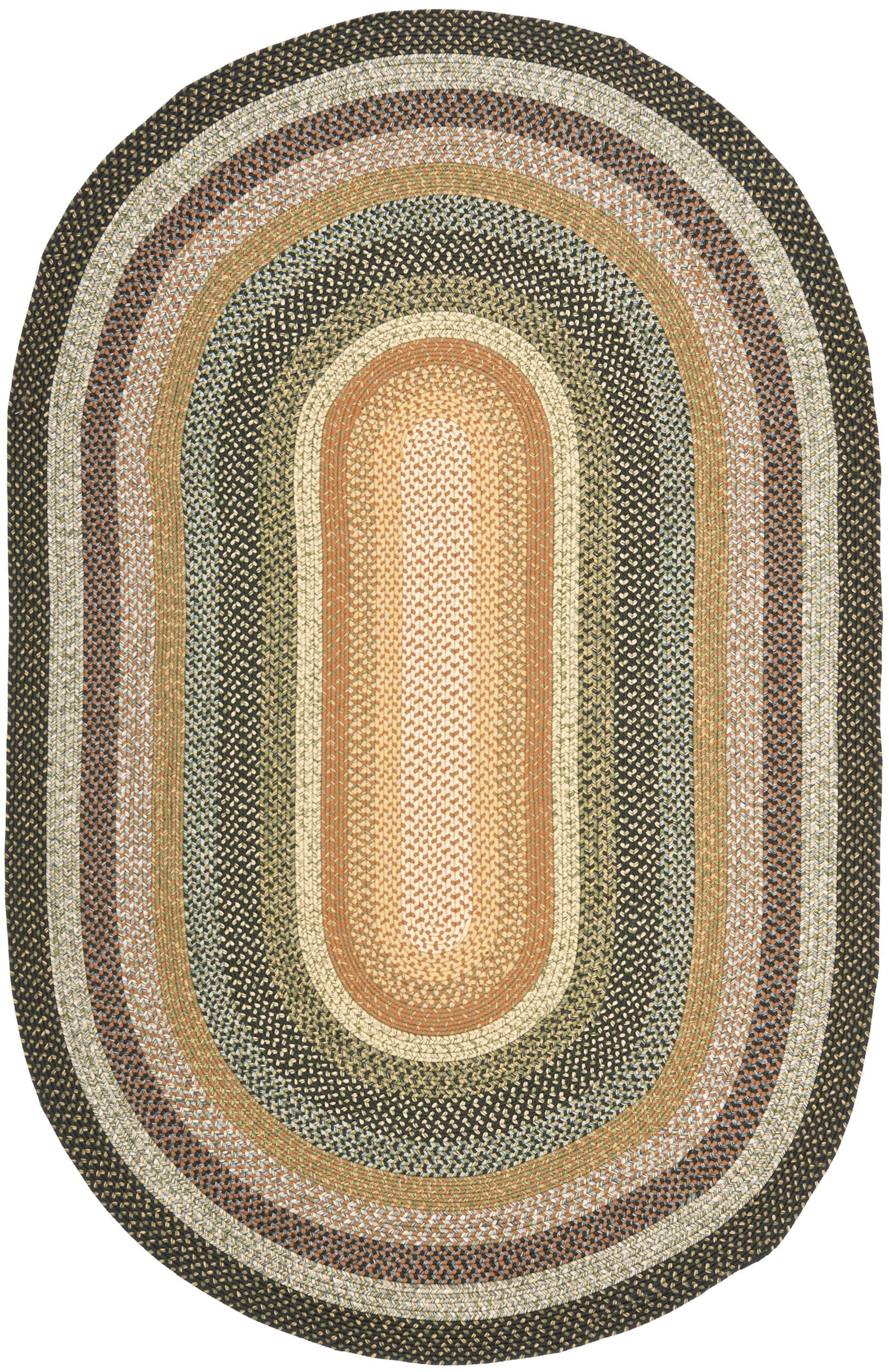 SAFAVIEH Washable Rug Outdoor Braided Collection - 5' x 8' Oval, Multi, Handmade & Reversible, Non-Shedding & Easy to Clean, Ideal for Patio, Backyard, Mudroom (BRD308A)