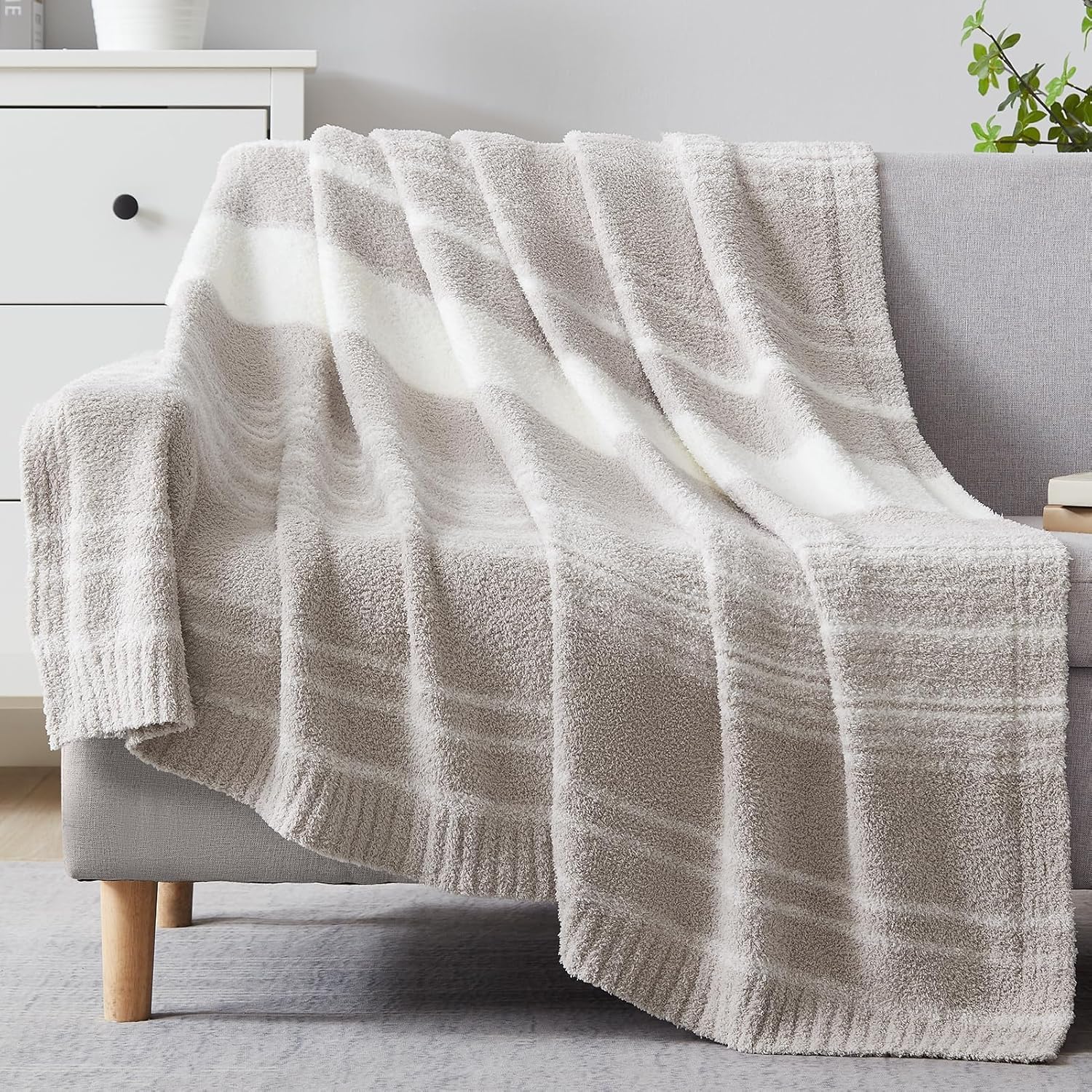 WRENSONGE Throw Blanket Cationic Dyeing Taupe Soft Cozy Fluffy Warm Hand Made Throw Blankets for Couch, Sofa, Chair, Bed, Camping, Picnic, Travel Lightweight Bed Blanket - 50"*60"