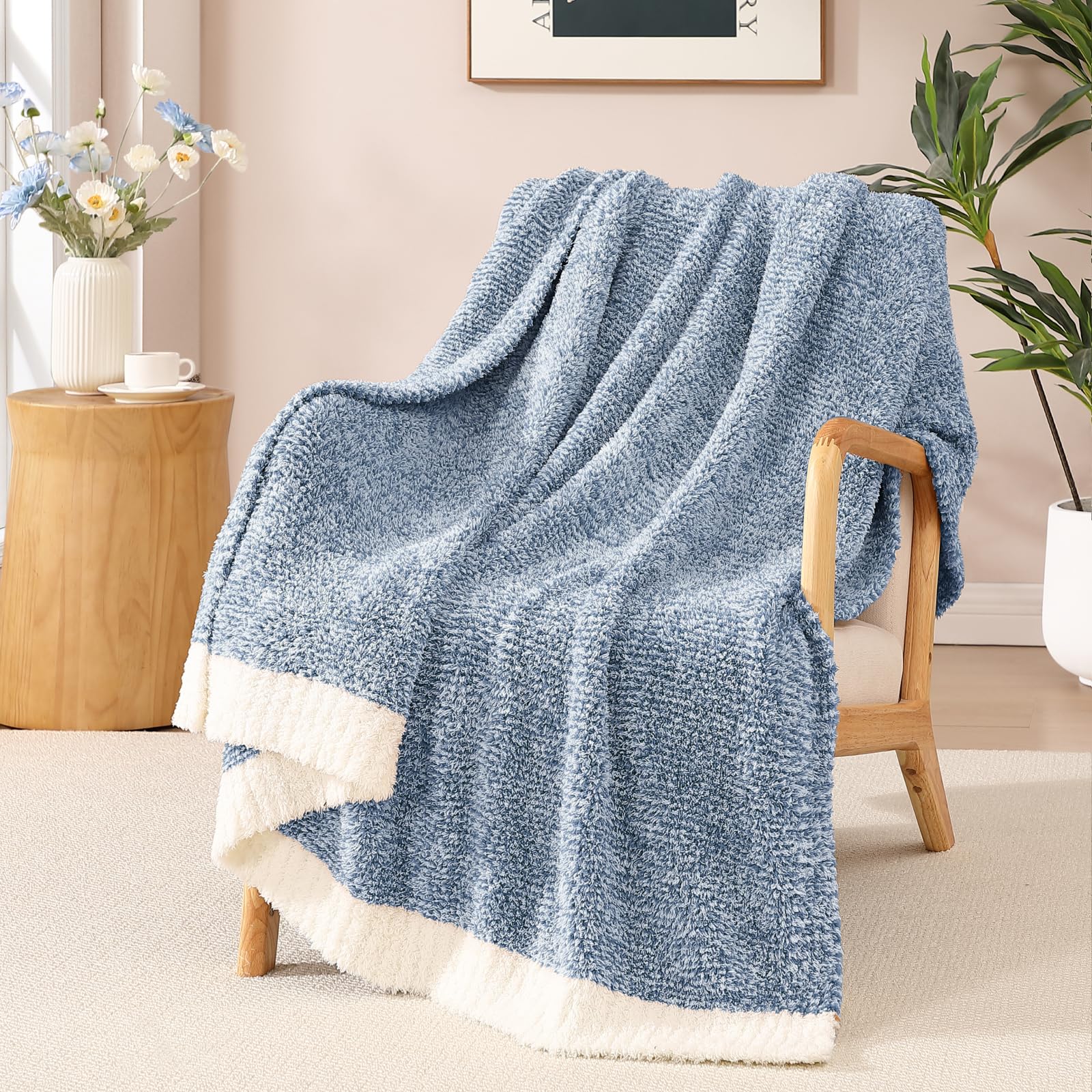 WRENSONGE Throw Blanket Cationic Dyeing Taupe Soft Cozy Fluffy Warm Hand Made Throw Blankets for Couch, Sofa, Chair, Bed, Camping, Picnic, Travel Lightweight Bed Blanket - 50"*60"