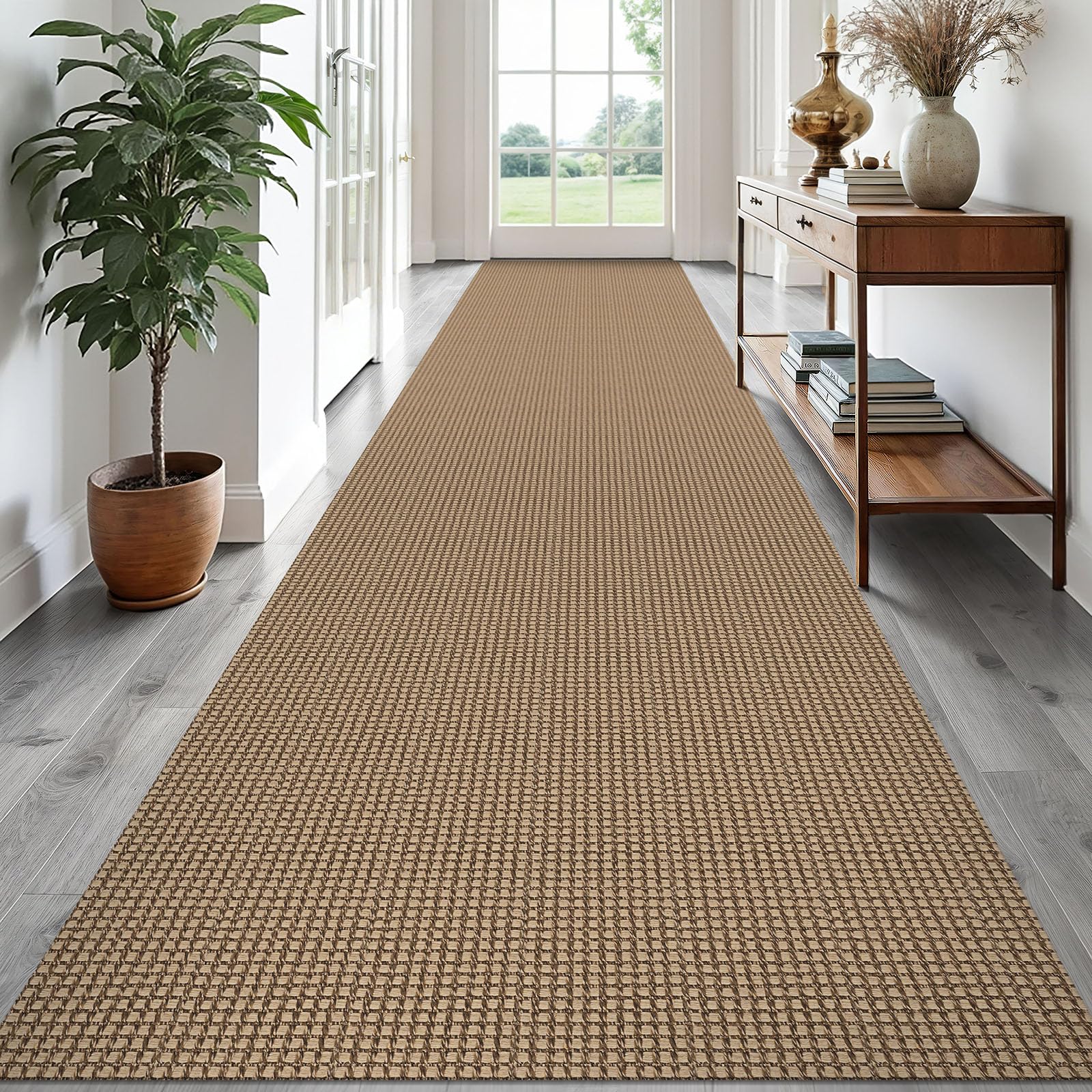 EARTHALL Woven Area Rug 4x6 Ft Washable Rugs for Entryway Non Slip Braided Throw Rugs Bedroom Carpet Cotton Entry Rug Cotton Floor Carpets for Bedroom Dining Room Living Room, Orange/Tan/Brown