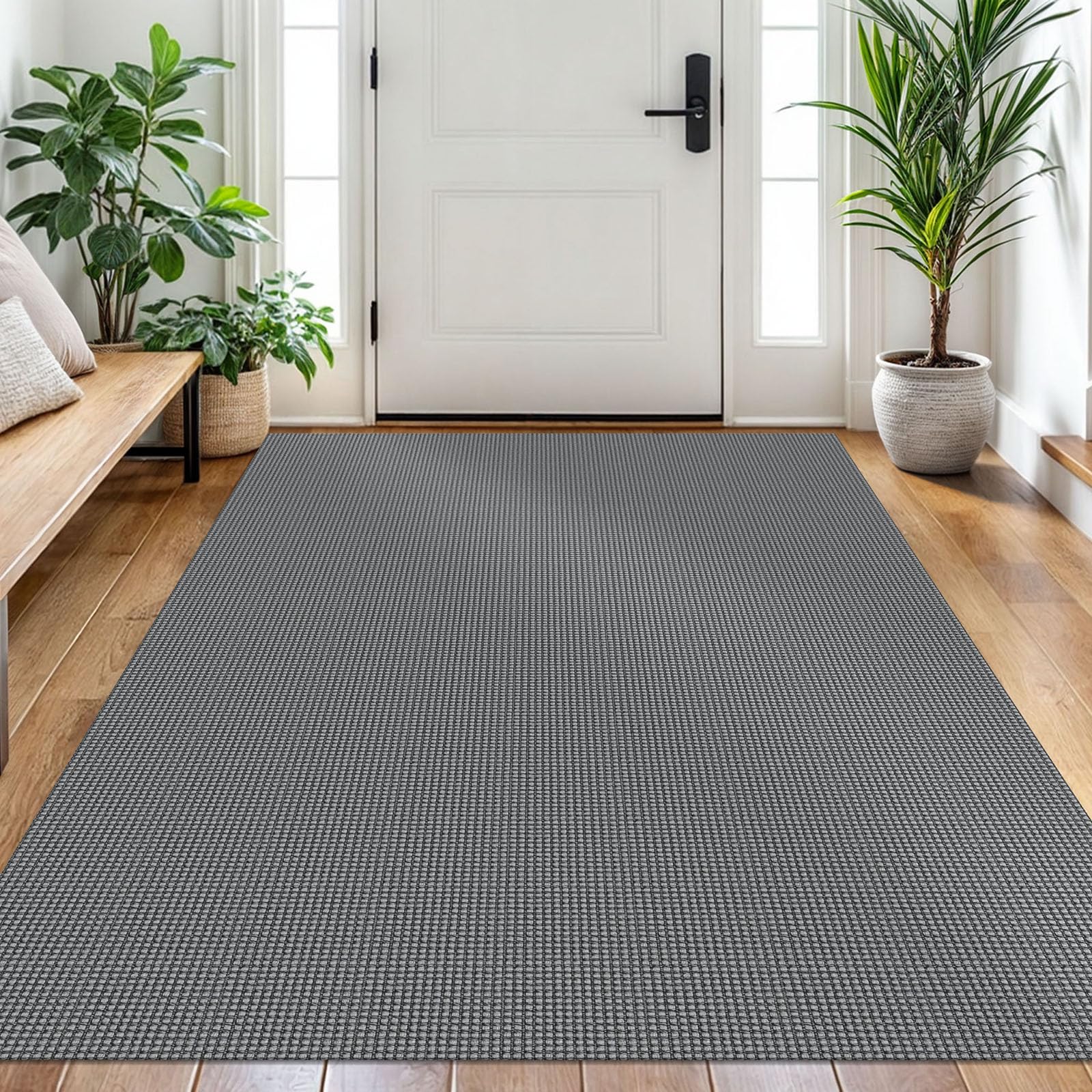 EARTHALL Woven Area Rug 4x6 Ft Washable Rugs for Entryway Non Slip Braided Throw Rugs Bedroom Carpet Cotton Entry Rug Cotton Floor Carpets for Bedroom Dining Room Living Room, Orange/Tan/Brown