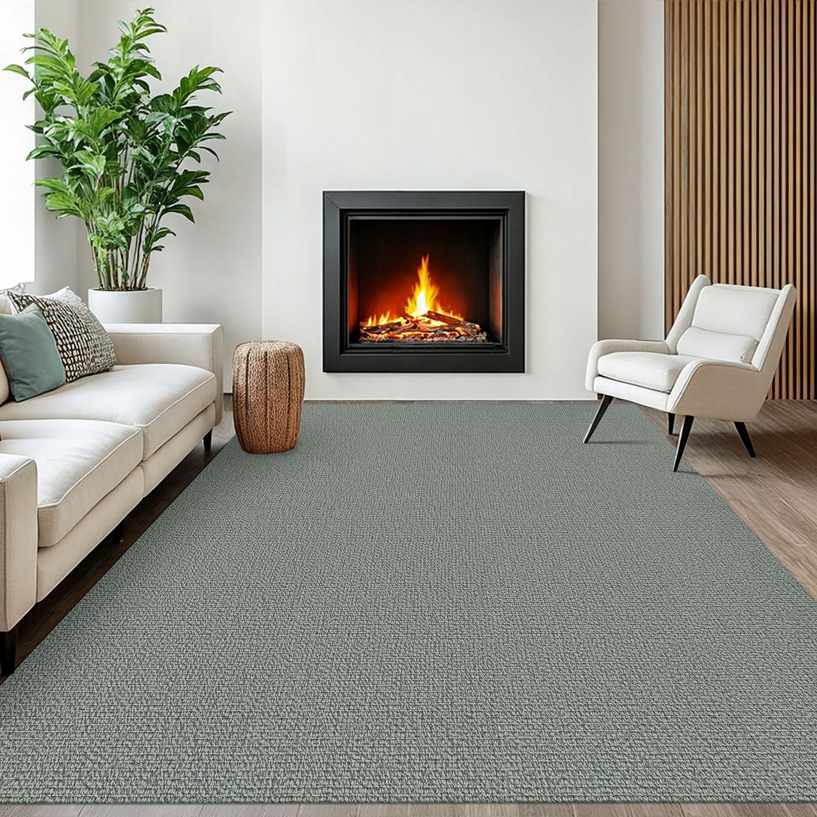 EARTHALL Washable Area Rug 4x6 Ft Non Slip Rugs for Entryway Braided Rubber Backed Bedroom Carpet Cotton Entry Rug Woven Floor Carpets for Bedroom Dining Room Living Room, Send/Beige