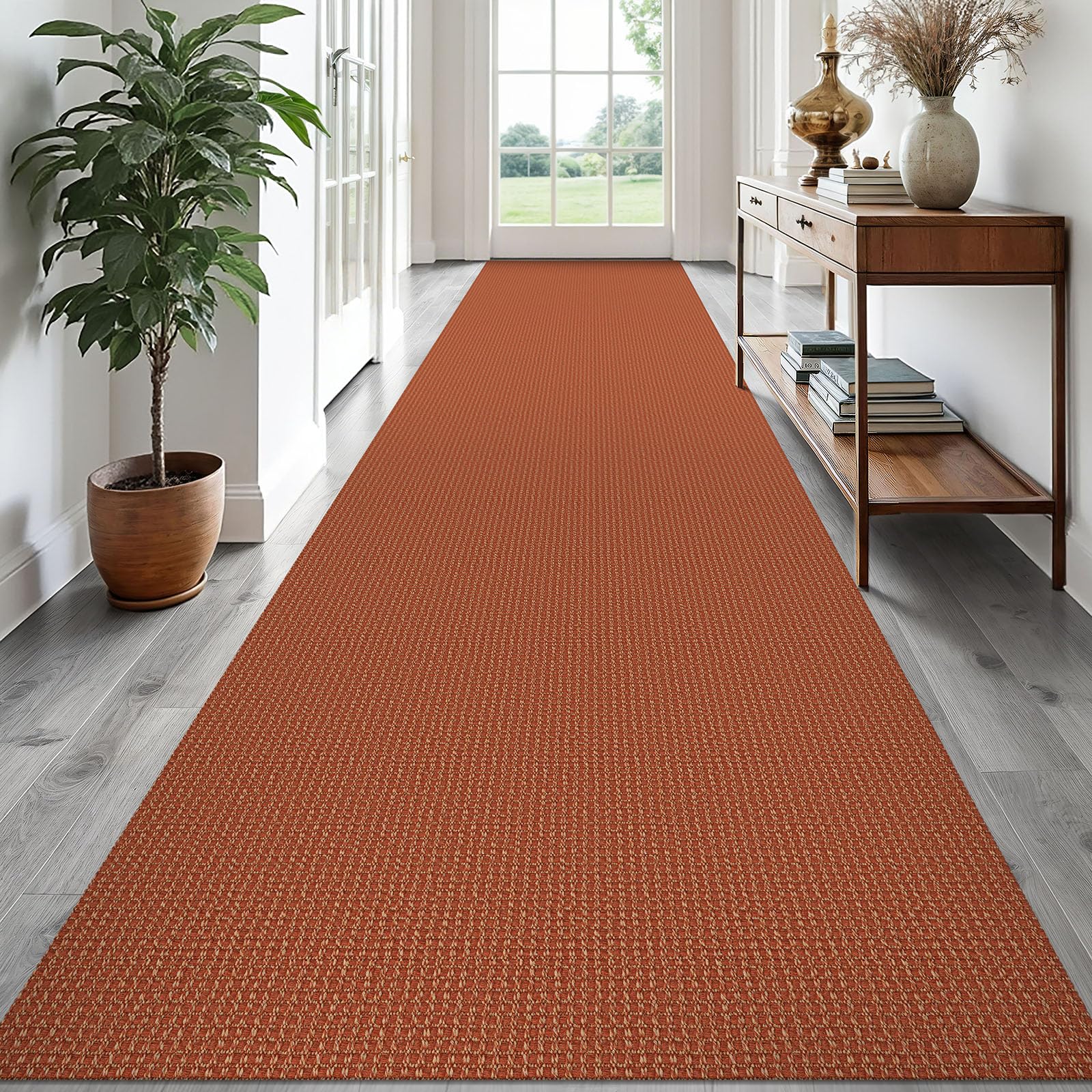 EARTHALL Woven Area Rug 4x6 Ft Washable Rugs for Entryway Non Slip Braided Throw Rugs Bedroom Carpet Cotton Entry Rug Cotton Floor Carpets for Bedroom Dining Room Living Room, Orange/Tan/Brown