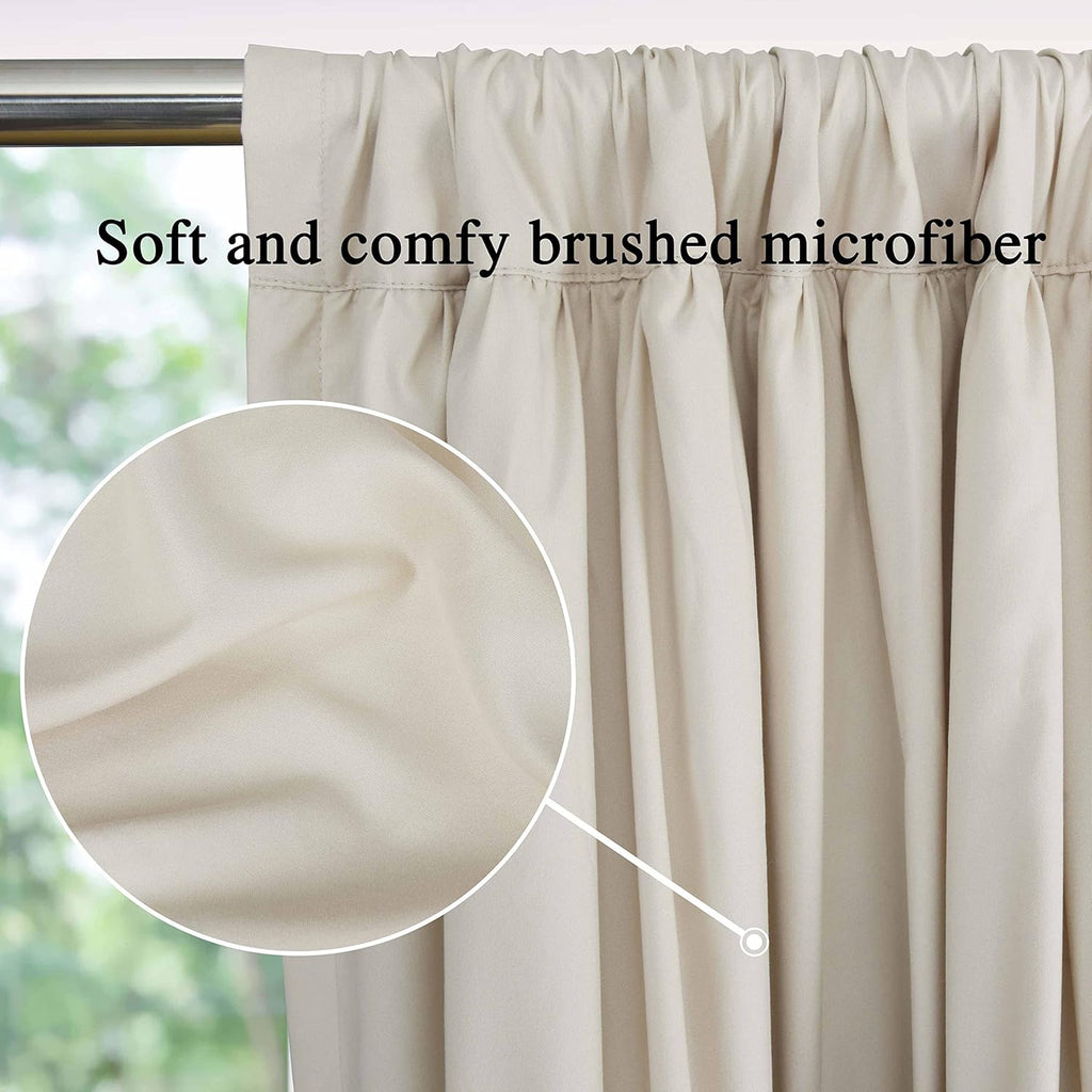 Homechoice Decor Thermal Insulated Blackout Window Curtains, 54" W x 84" L (Pair), Boho Ruched Window Treatments with 3 Rows of Butterfly Flowers, Rustic Rod Pocket Drapes for Room, Camel (LQ-30)
