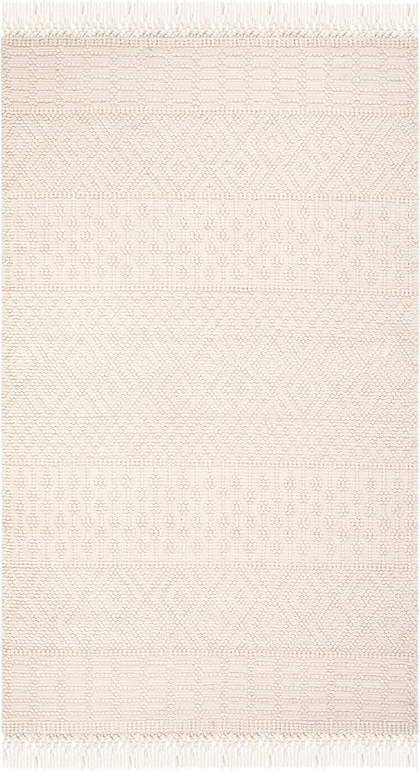 SAFAVIEH Natura Collection Area Rug - 5' x 8', Ivory, Handmade Moroccan Boho Wool Fringe, Ideal for High Traffic Areas in Living Room, Bedroom (NAT852B)