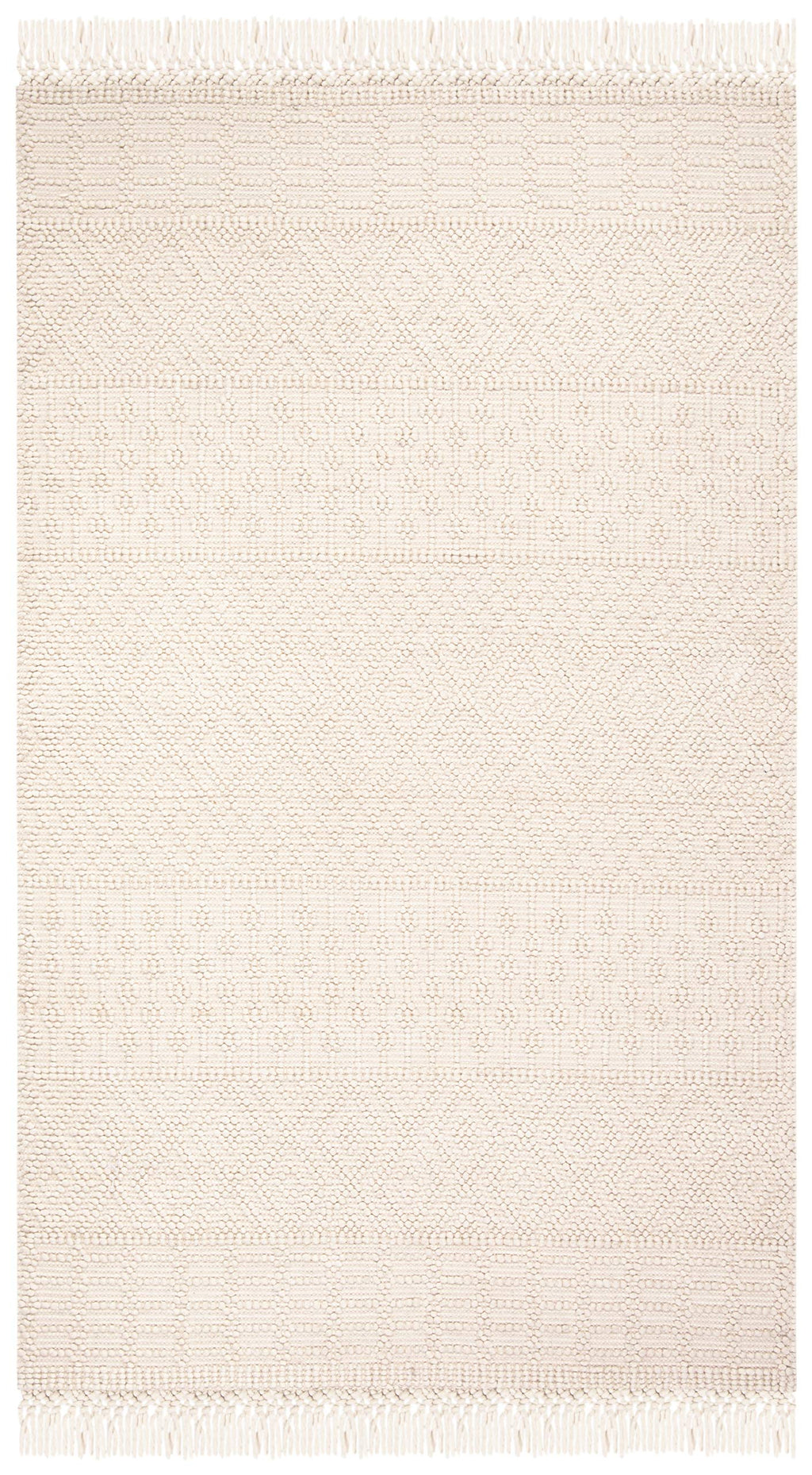 SAFAVIEH Natura Collection Area Rug - 5' x 8', Ivory, Handmade Moroccan Boho Wool Fringe, Ideal for High Traffic Areas in Living Room, Bedroom (NAT852B)