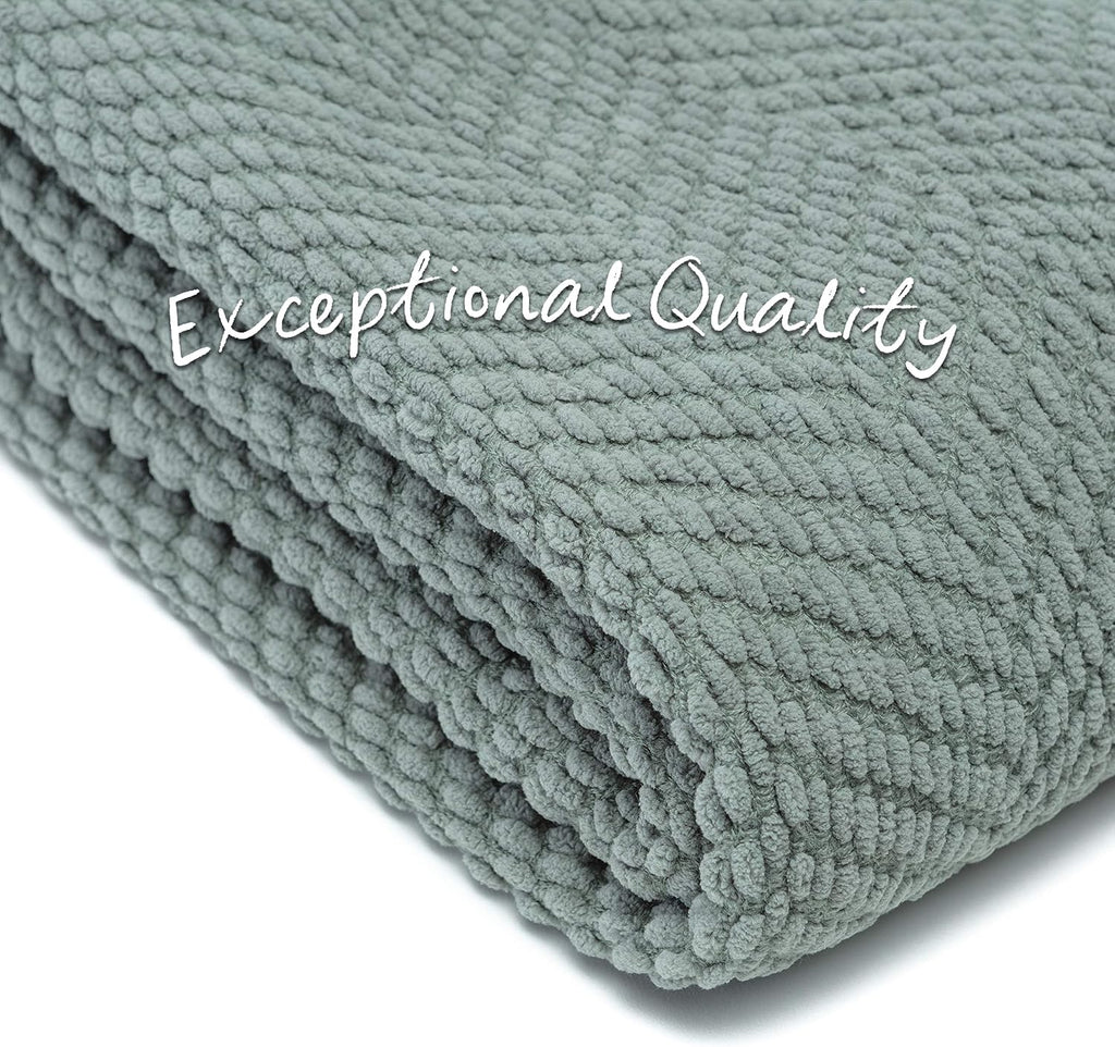 Chanasya Premium Textured Knit Throw Blanket with Tassels - Soft, Cozy Blanket for Couch, Bed, Living Room - 50" x 65” - Tan Sage