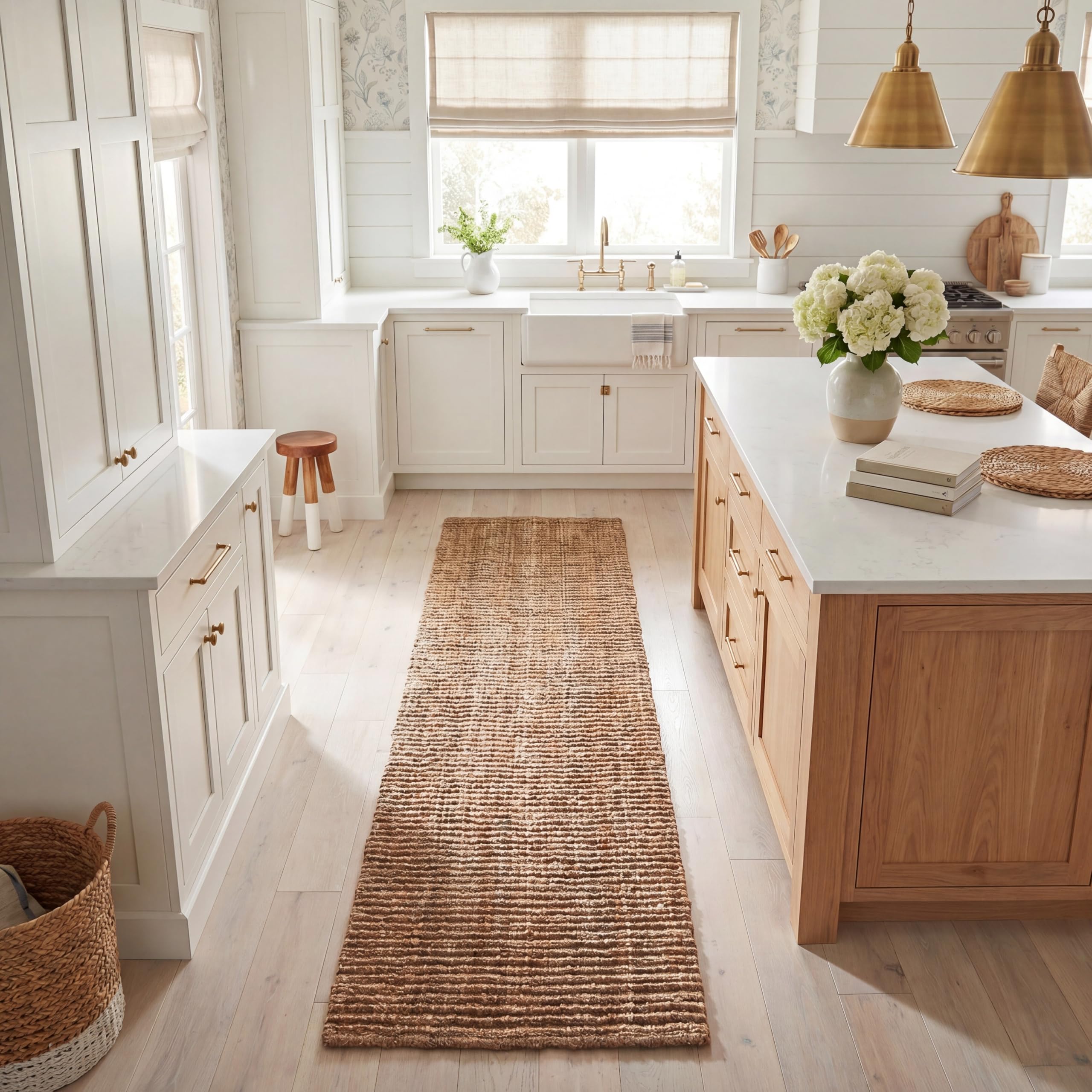 SAFAVIEH Natural Fiber Collection Area Rug - 5' x 7'6", Natural Brown, Handmade Jute, Farmhouse Style, Chunky Textured Thick Pile (NF447A)