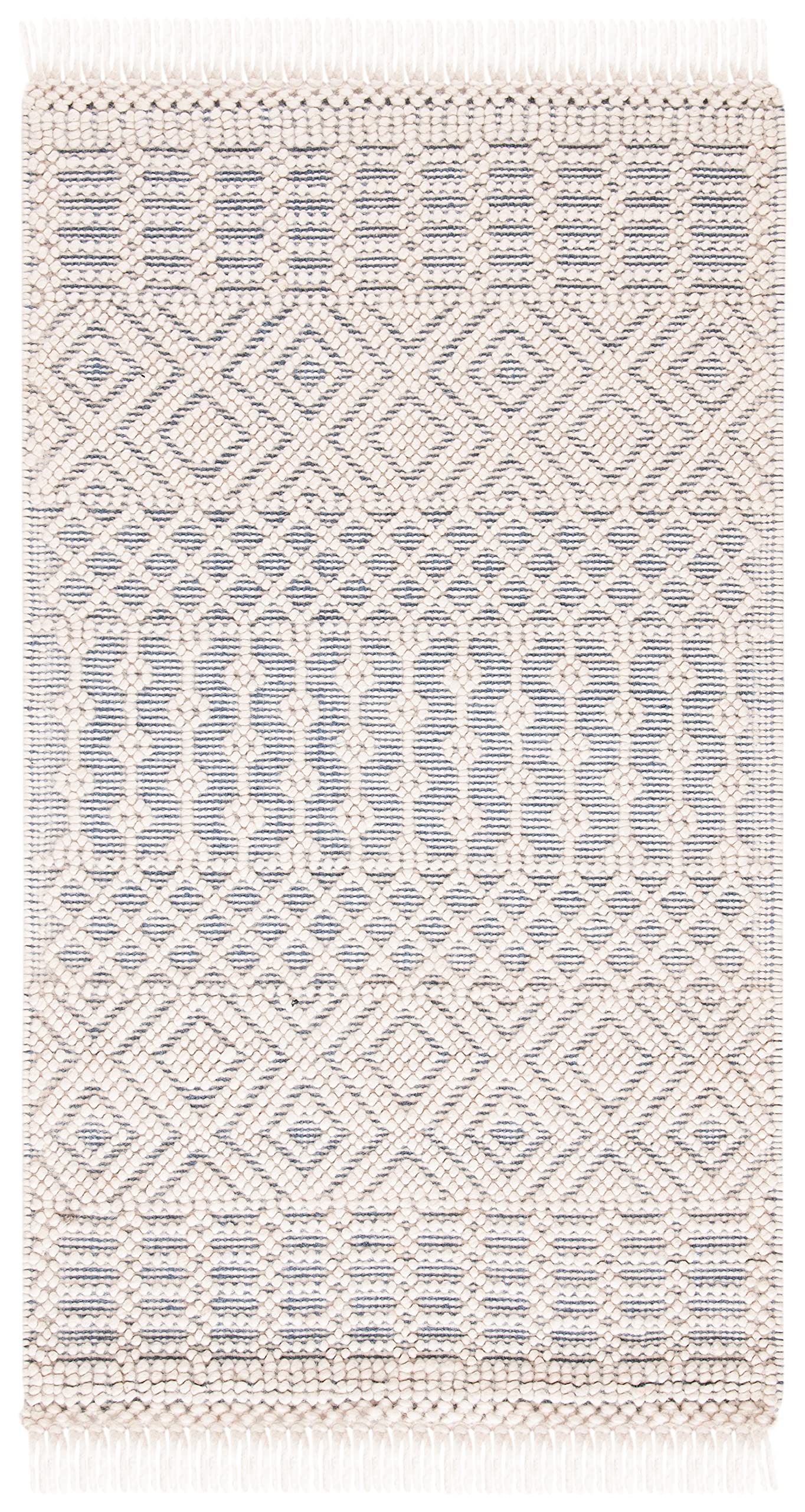 SAFAVIEH Natura Collection Area Rug - 5' x 8', Ivory, Handmade Moroccan Boho Wool Fringe, Ideal for High Traffic Areas in Living Room, Bedroom (NAT852B)