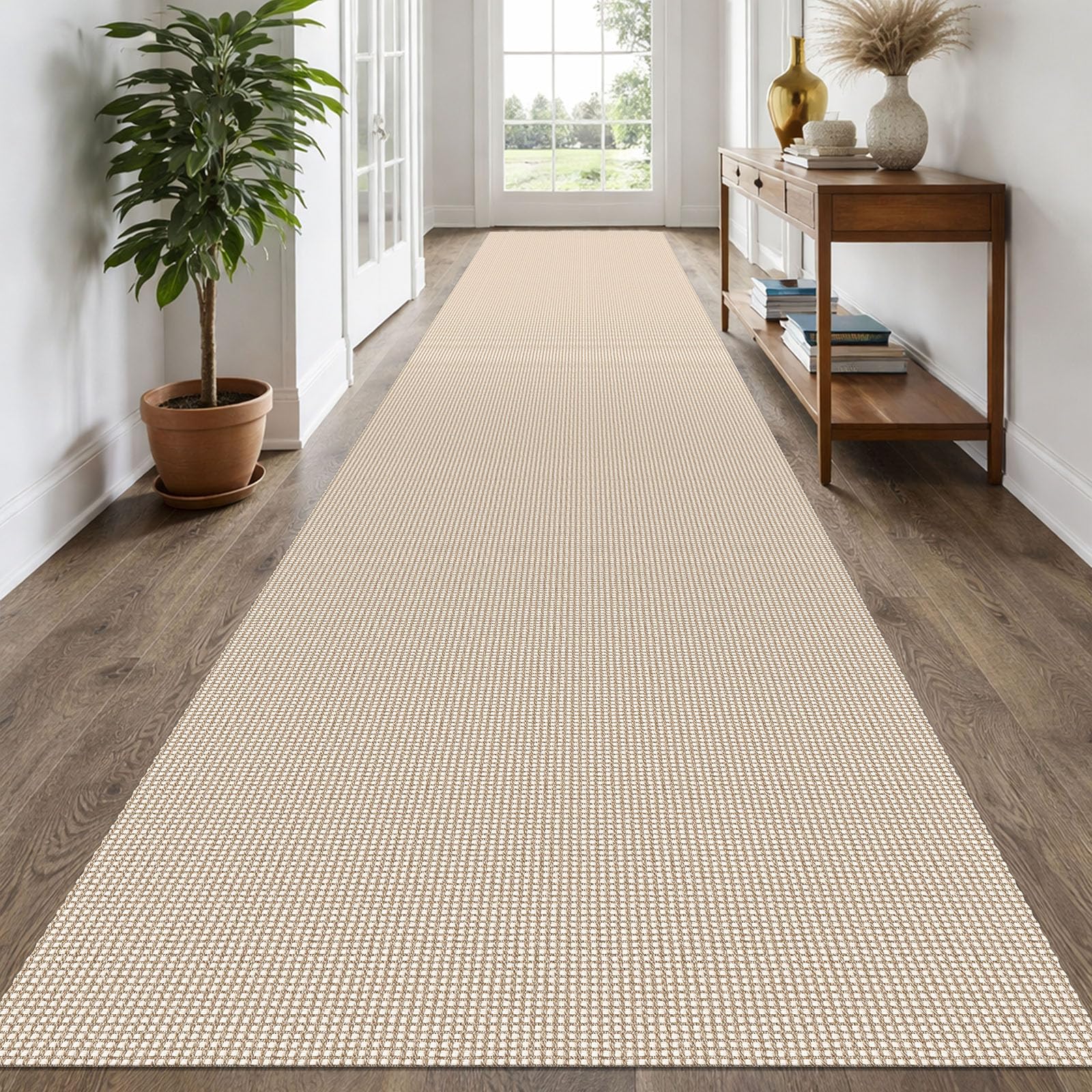 EARTHALL Woven Area Rug 4x6 Ft Washable Rugs for Entryway Non Slip Braided Throw Rugs Bedroom Carpet Cotton Entry Rug Cotton Floor Carpets for Bedroom Dining Room Living Room, Orange/Tan/Brown