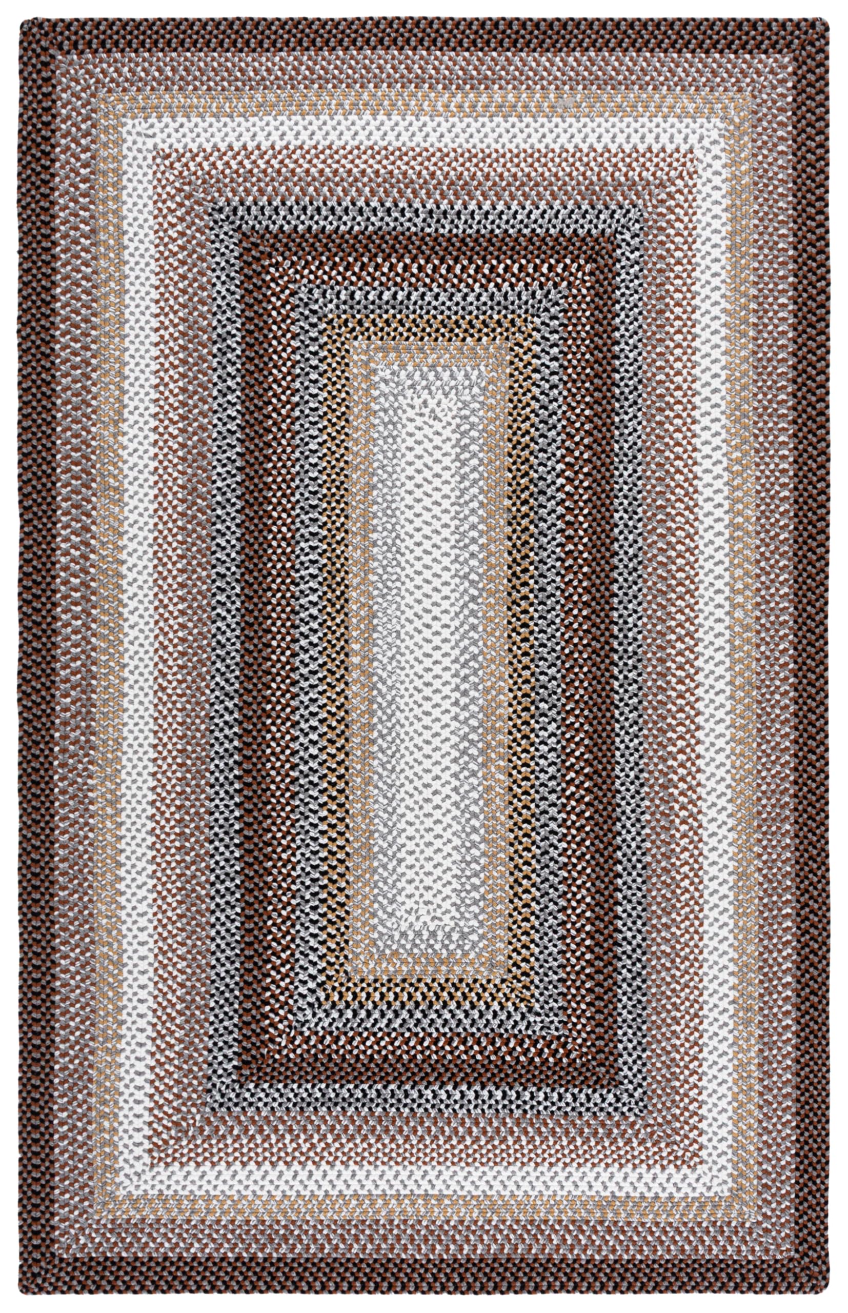 SAFAVIEH Washable Rug Outdoor Braided Collection - 5' x 8' Oval, Multi, Handmade & Reversible, Non-Shedding & Easy to Clean, Ideal for Patio, Backyard, Mudroom (BRD308A)