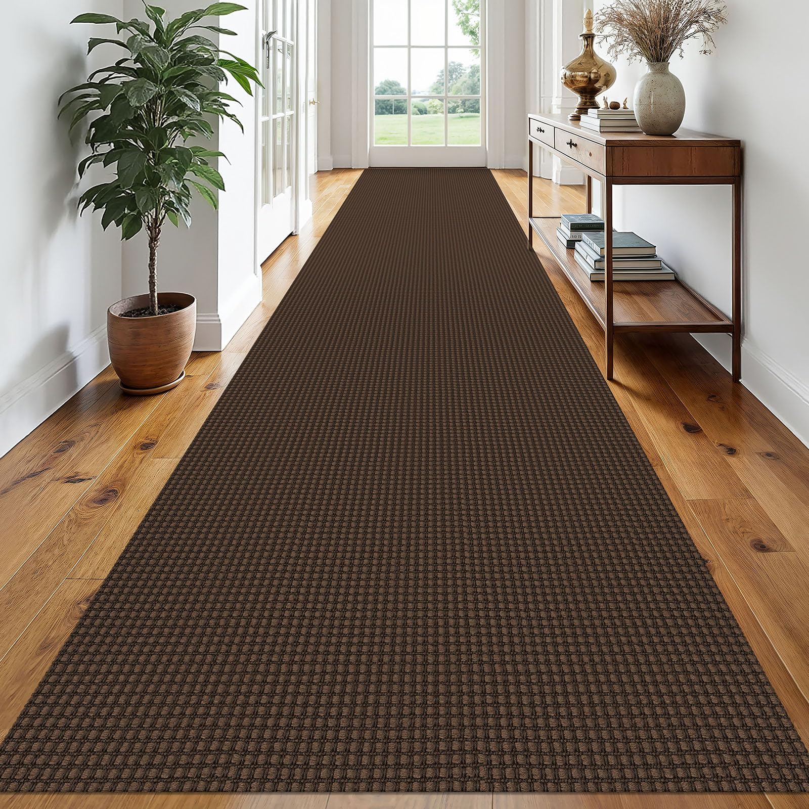 EARTHALL Woven Area Rug 4x6 Ft Washable Rugs for Entryway Non Slip Braided Throw Rugs Bedroom Carpet Cotton Entry Rug Cotton Floor Carpets for Bedroom Dining Room Living Room, Orange/Tan/Brown