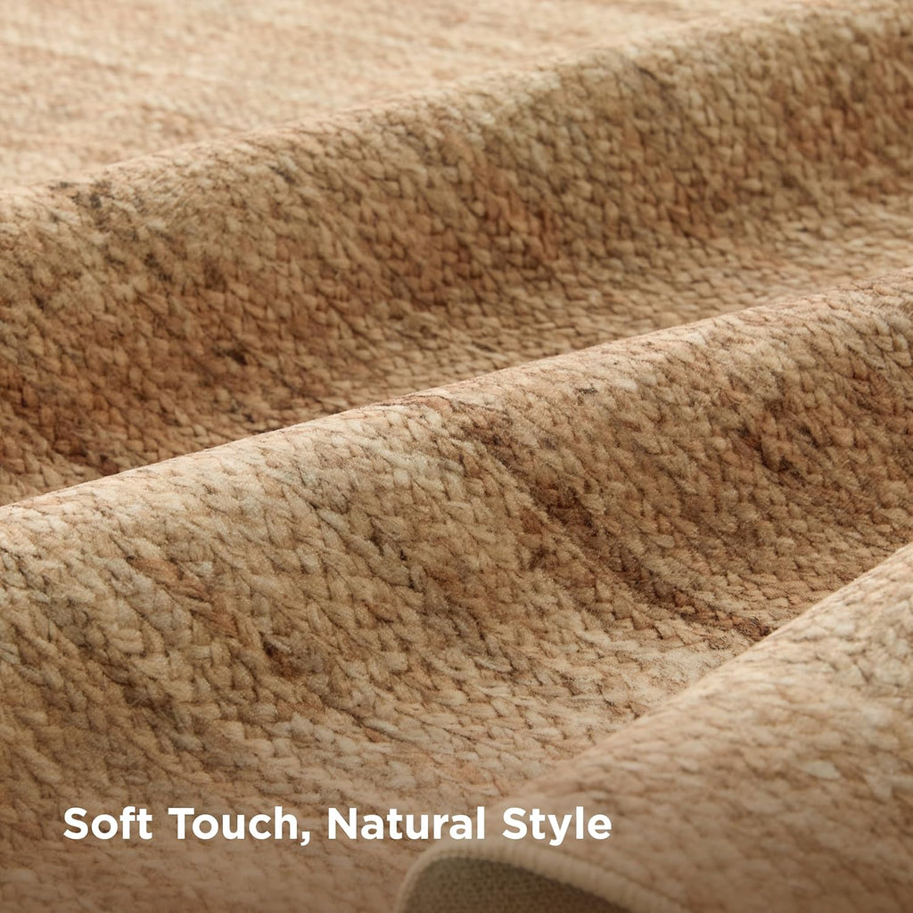 Bedsure 5x7 Printed Jute-Look Rug for Living Room, Machine Washable Rugs, Jute-Look Rug, Non-Slip Backing, Non-Shedding
