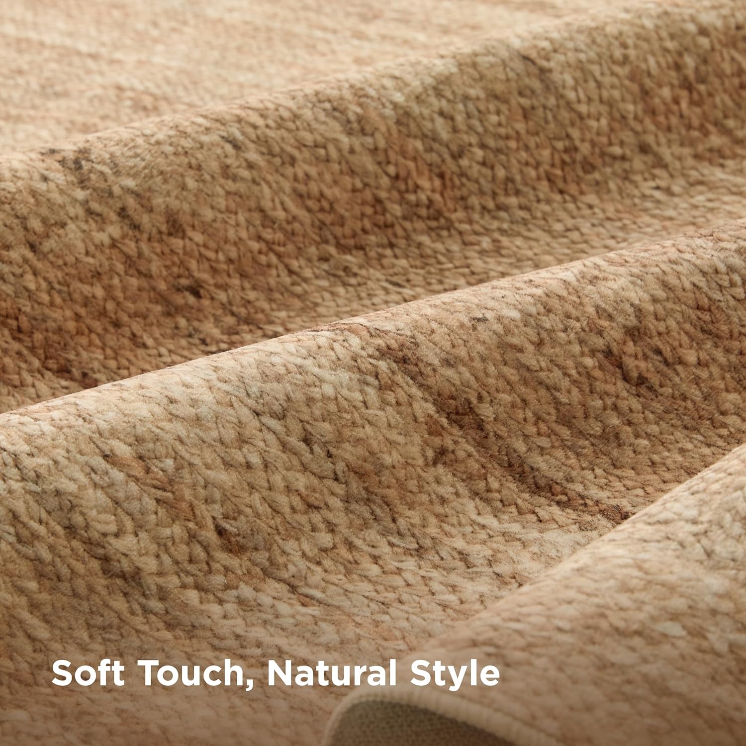 Bedsure 5x7 Printed Jute-Look Rug for Living Room, Machine Washable Rugs, Jute-Look Rug, Non-Slip Backing, Non-Shedding