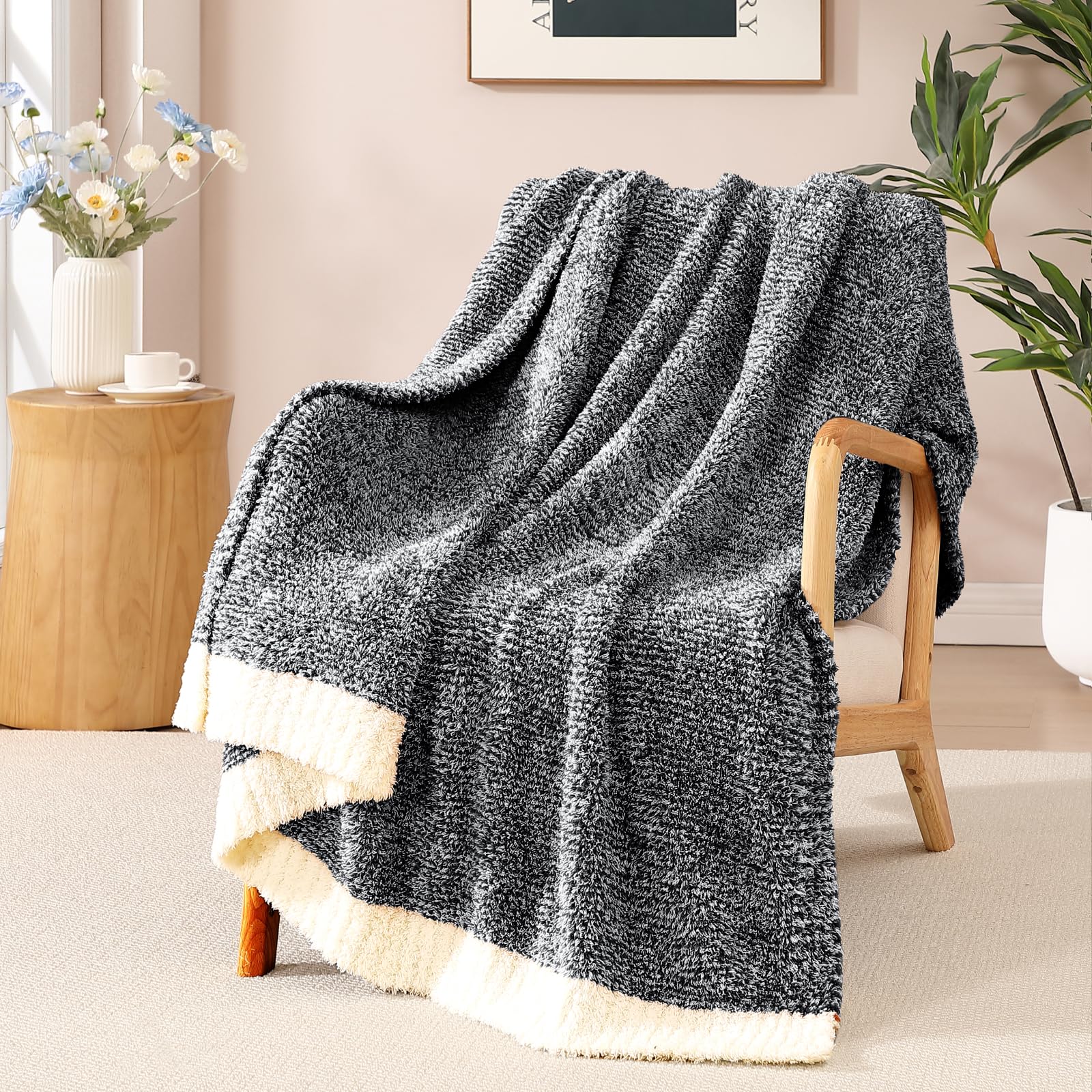 WRENSONGE Throw Blanket Cationic Dyeing Taupe Soft Cozy Fluffy Warm Hand Made Throw Blankets for Couch, Sofa, Chair, Bed, Camping, Picnic, Travel Lightweight Bed Blanket - 50"*60"