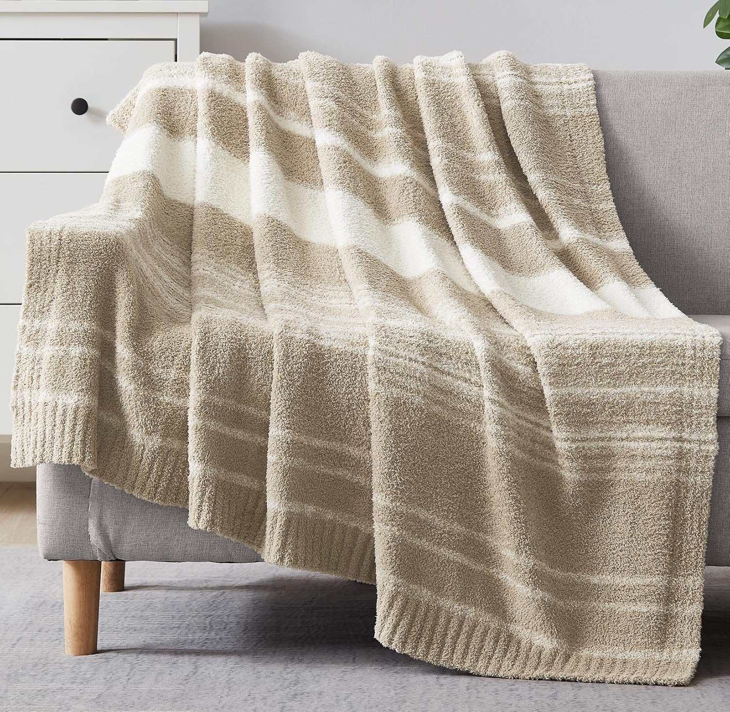 WRENSONGE Throw Blanket Cationic Dyeing Taupe Soft Cozy Fluffy Warm Hand Made Throw Blankets for Couch, Sofa, Chair, Bed, Camping, Picnic, Travel Lightweight Bed Blanket - 50"*60"