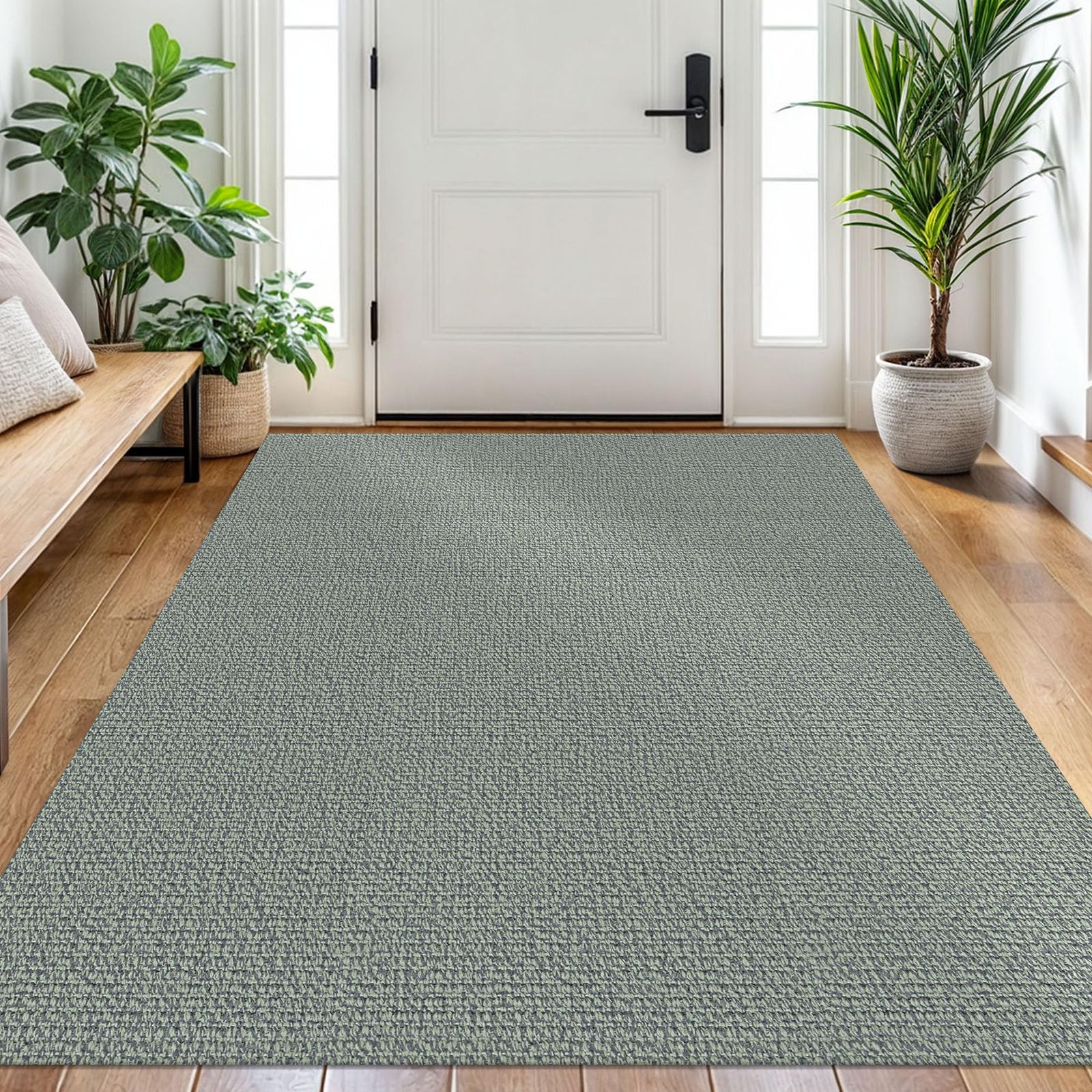 EARTHALL Washable Area Rug 4x6 Ft Non Slip Rugs for Entryway Braided Rubber Backed Bedroom Carpet Cotton Entry Rug Woven Floor Carpets for Bedroom Dining Room Living Room, Send/Beige