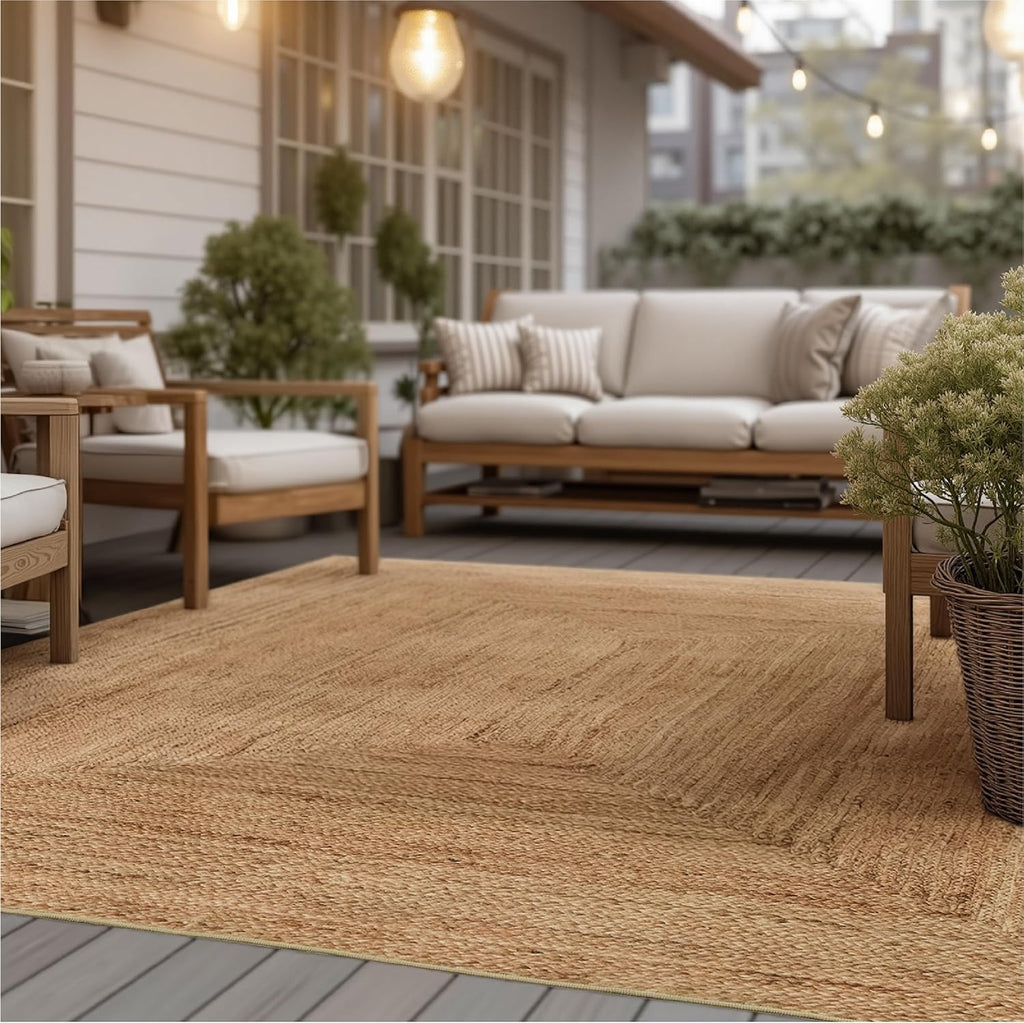 Bedsure 5x7 Printed Jute-Look Rug for Living Room, Machine Washable Rugs, Jute-Look Rug, Non-Slip Backing, Non-Shedding