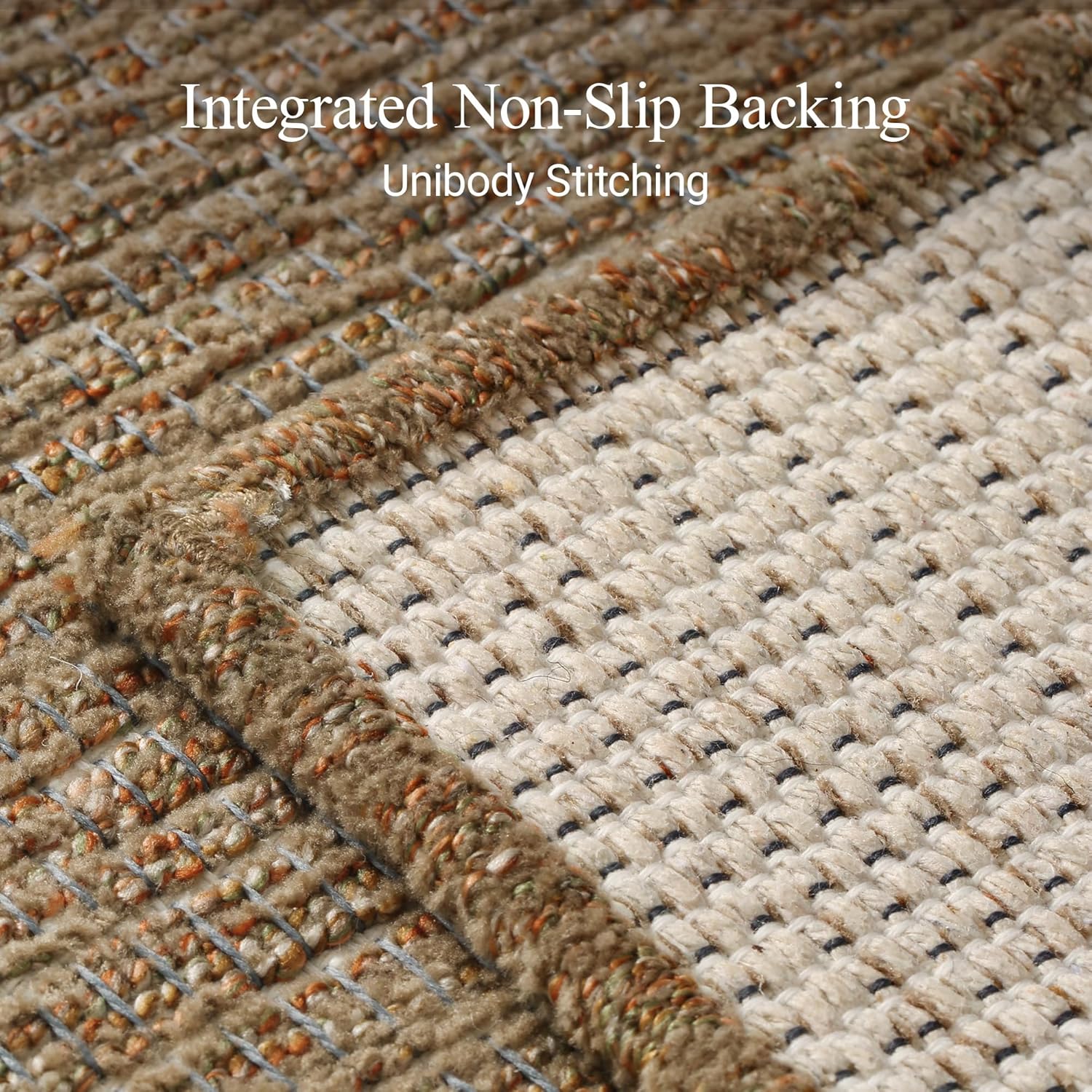 GENIMO 4X6 Neutral Area Rugs for Living Room, Hand Woven Machine Washable Non Slip Textured Soft Rug, Handmade Rustic Braided Low Pile Rugs for Farmhouse, Bedroom Office Rug in Jute Color
