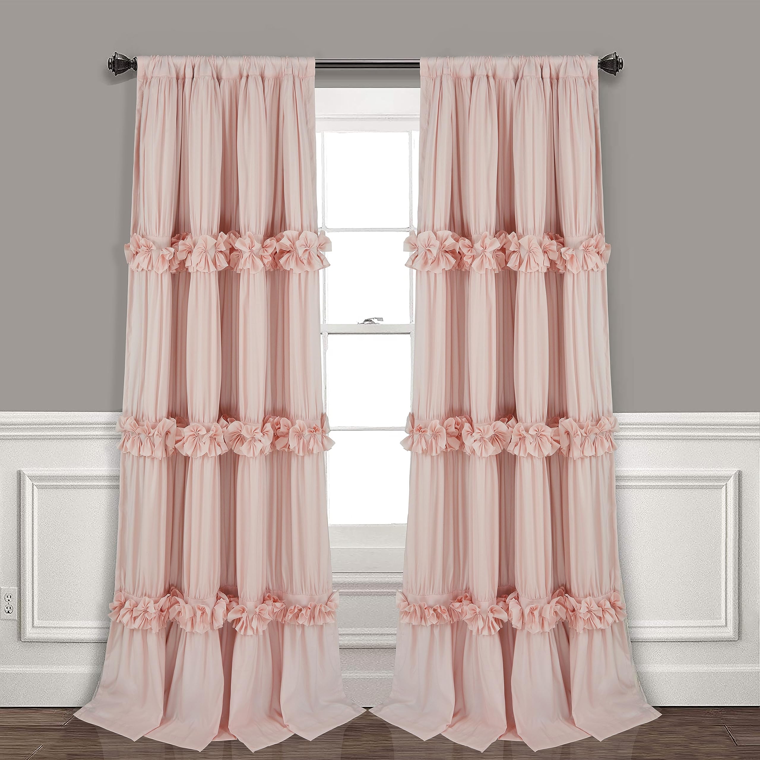 Homechoice Decor Thermal Insulated Blackout Window Curtains, 54" W x 84" L (Pair), Boho Ruched Window Treatments with 3 Rows of Butterfly Flowers, Rustic Rod Pocket Drapes for Room, Camel (LQ-30)