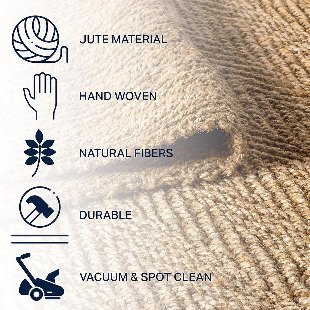 JONATHAN Y Espina Hand Woven Herringbone Chunky Jute Natural Indoor Area Rug, 8x10, Bohemian, Cottage, Easy-Cleaning for Living Room, Bedroom, Kitchen, Pet Friendly, Non-Shedding (NFR101A-8)
